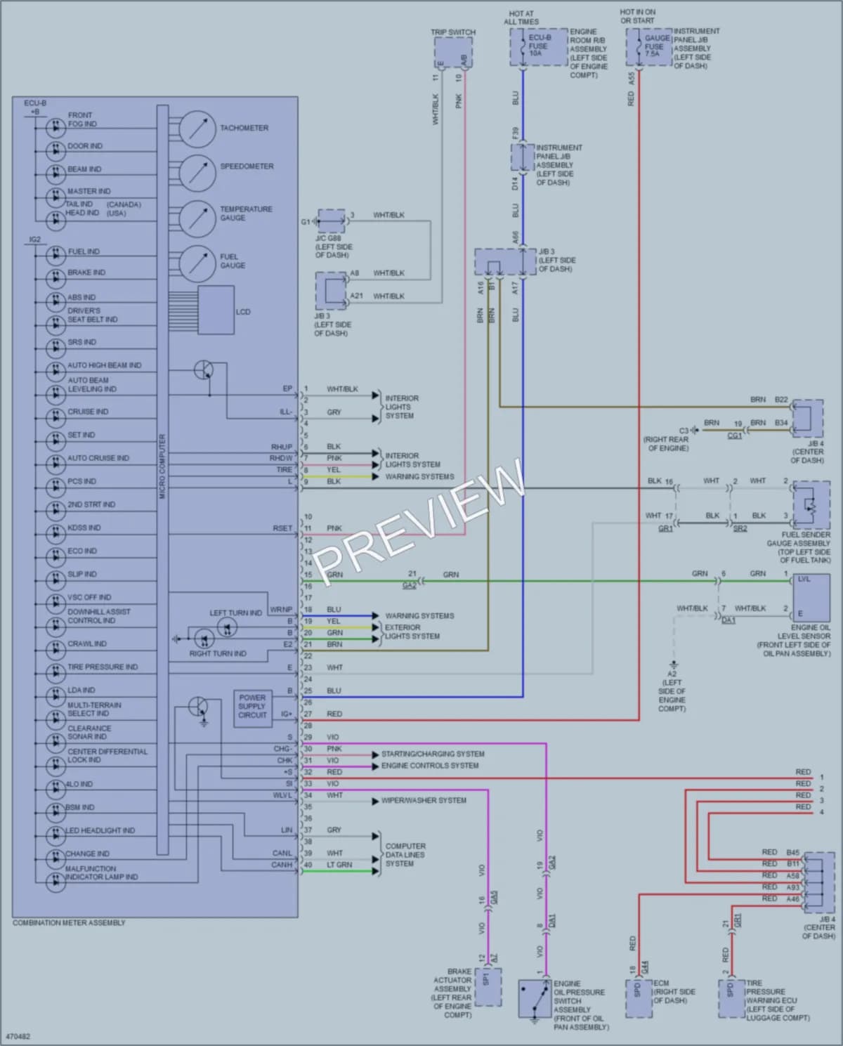 2015 Lexus GX460 Instrument Cluster wiring diagram preview