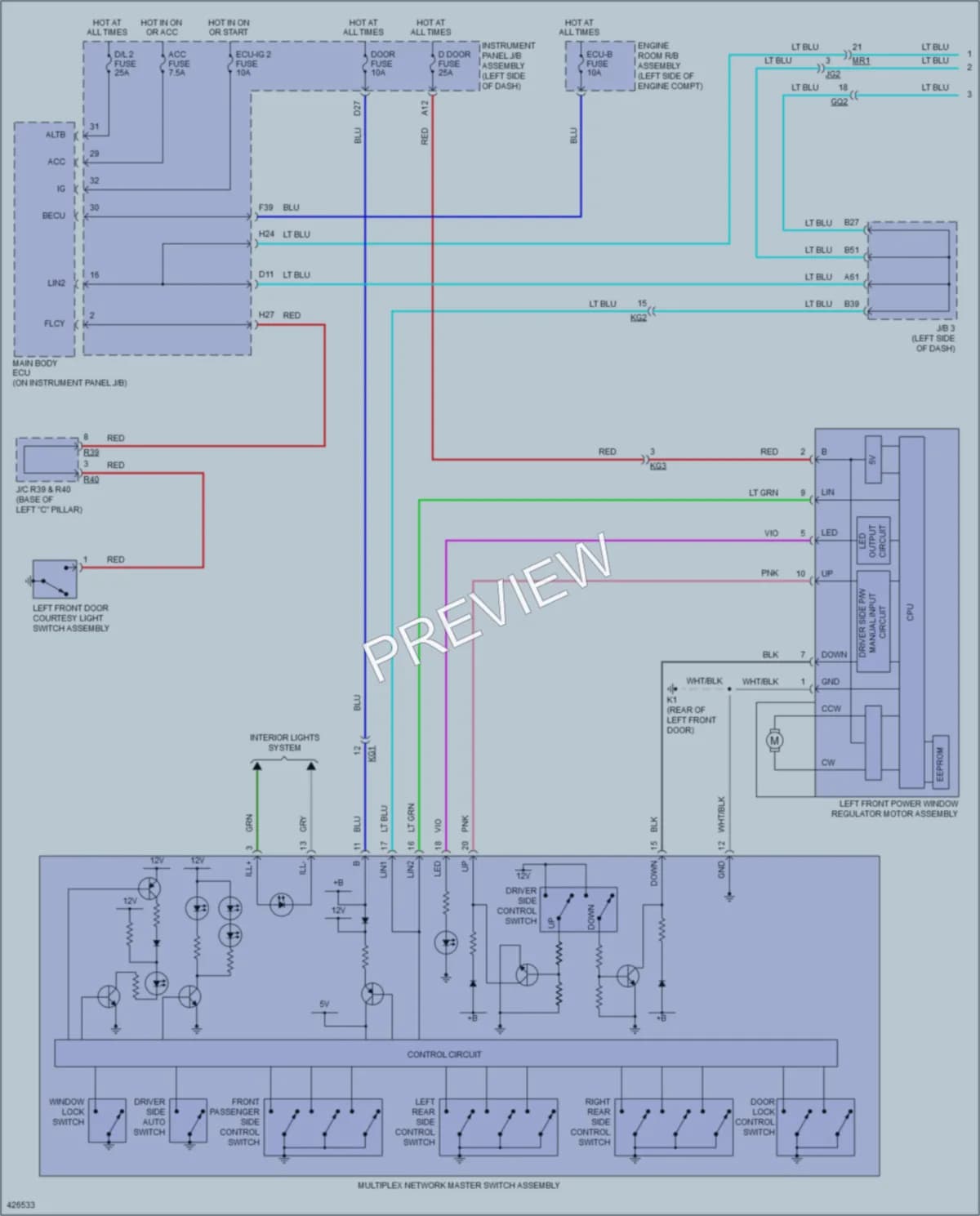 2015 Lexus GX460 Power Windows wiring diagram preview