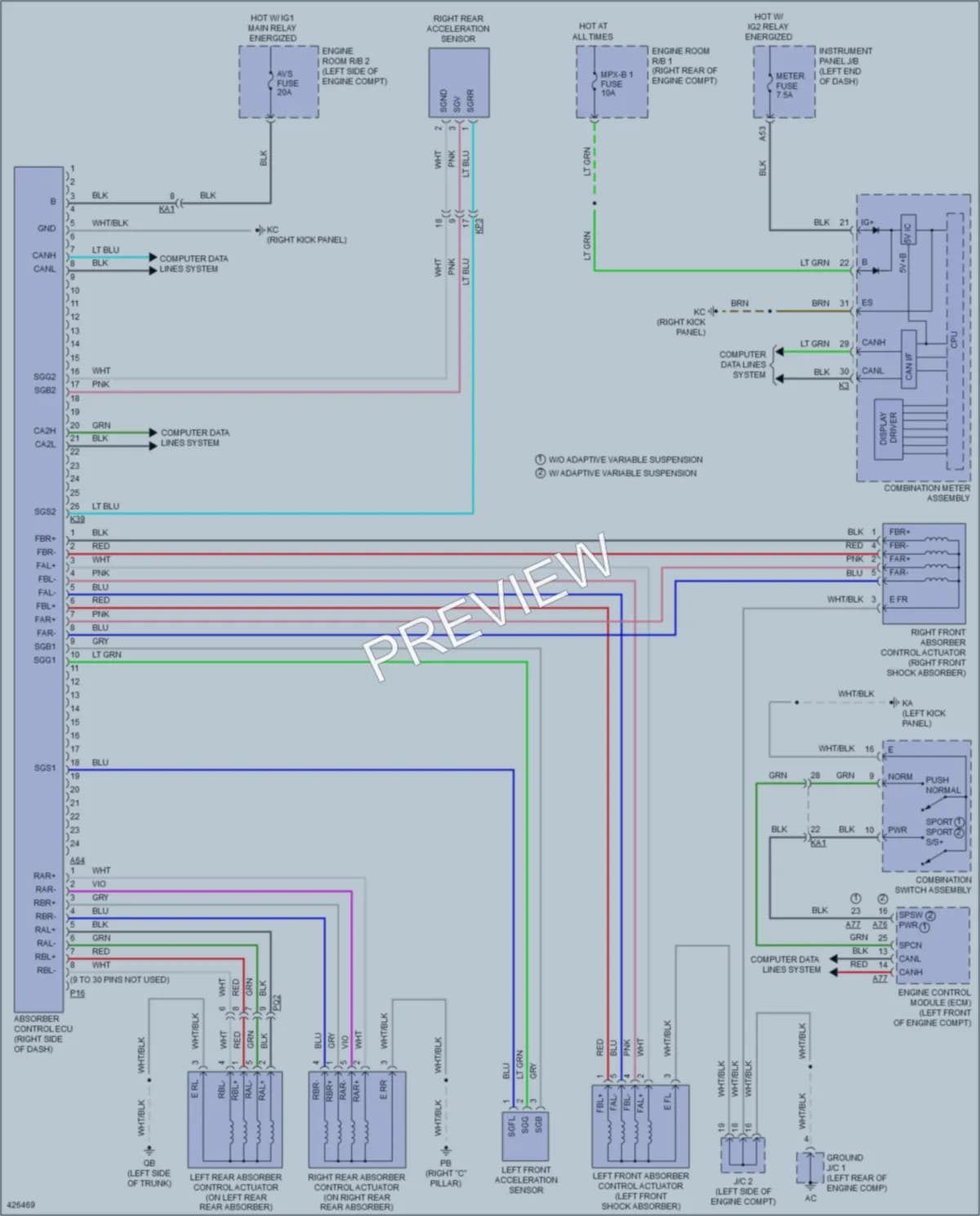 2015 Lexus IS250 Electronic Suspension wiring diagram preview