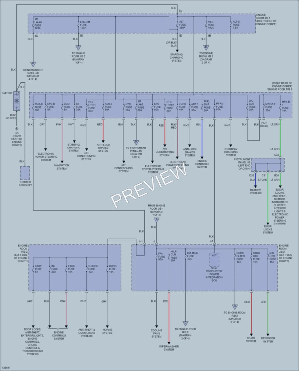 2015 Lexus IS250 Power Distribution wiring diagram preview