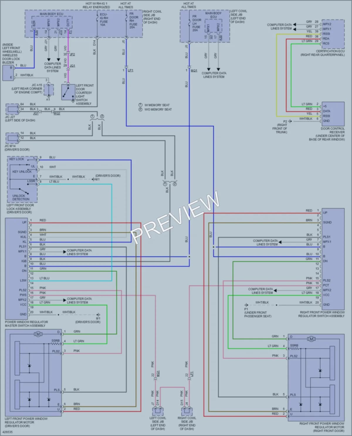 2015 Lexus IS250C Power Windows wiring diagram preview