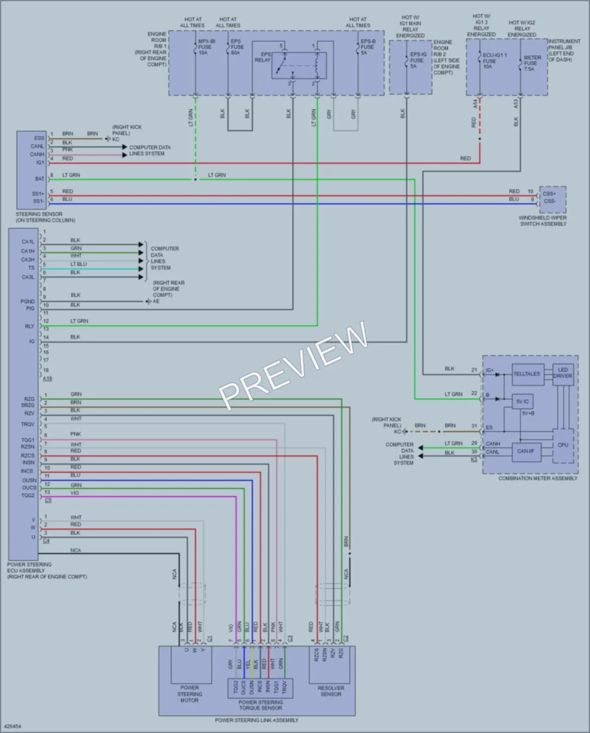 2015 Lexus IS350 Electronic Power Steering wiring diagram preview
