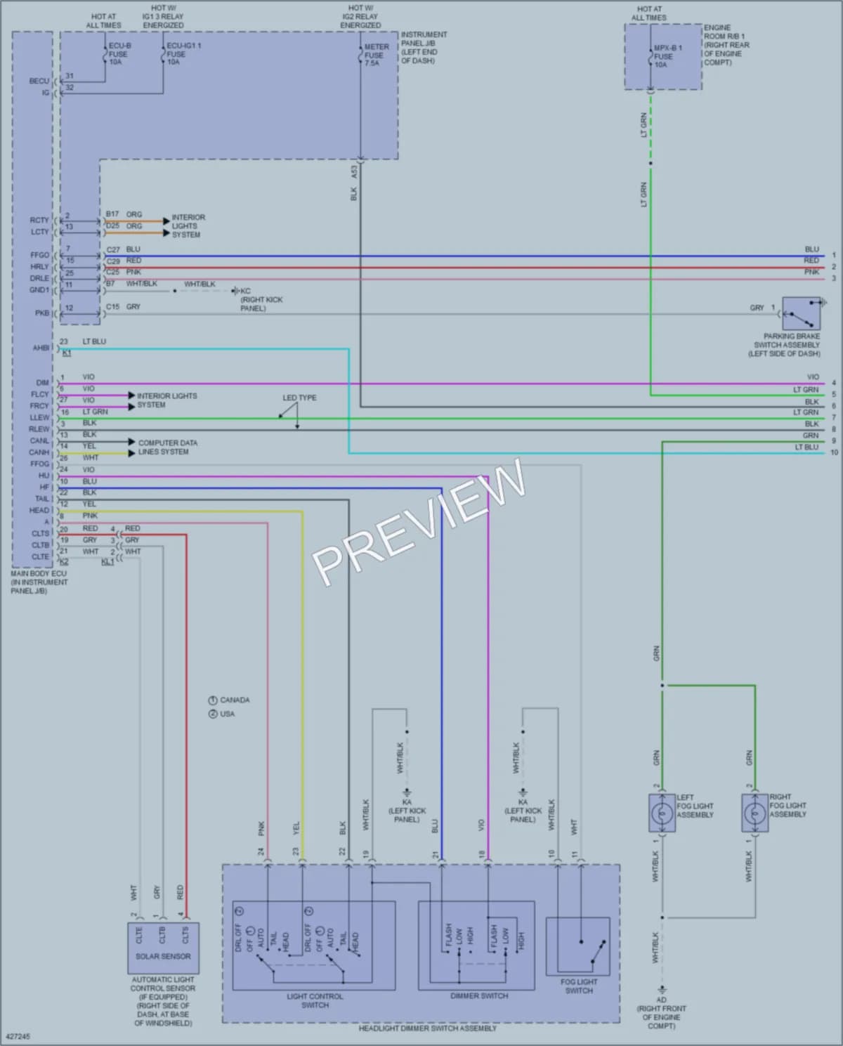 2015 Lexus IS350 Headlights wiring diagram preview