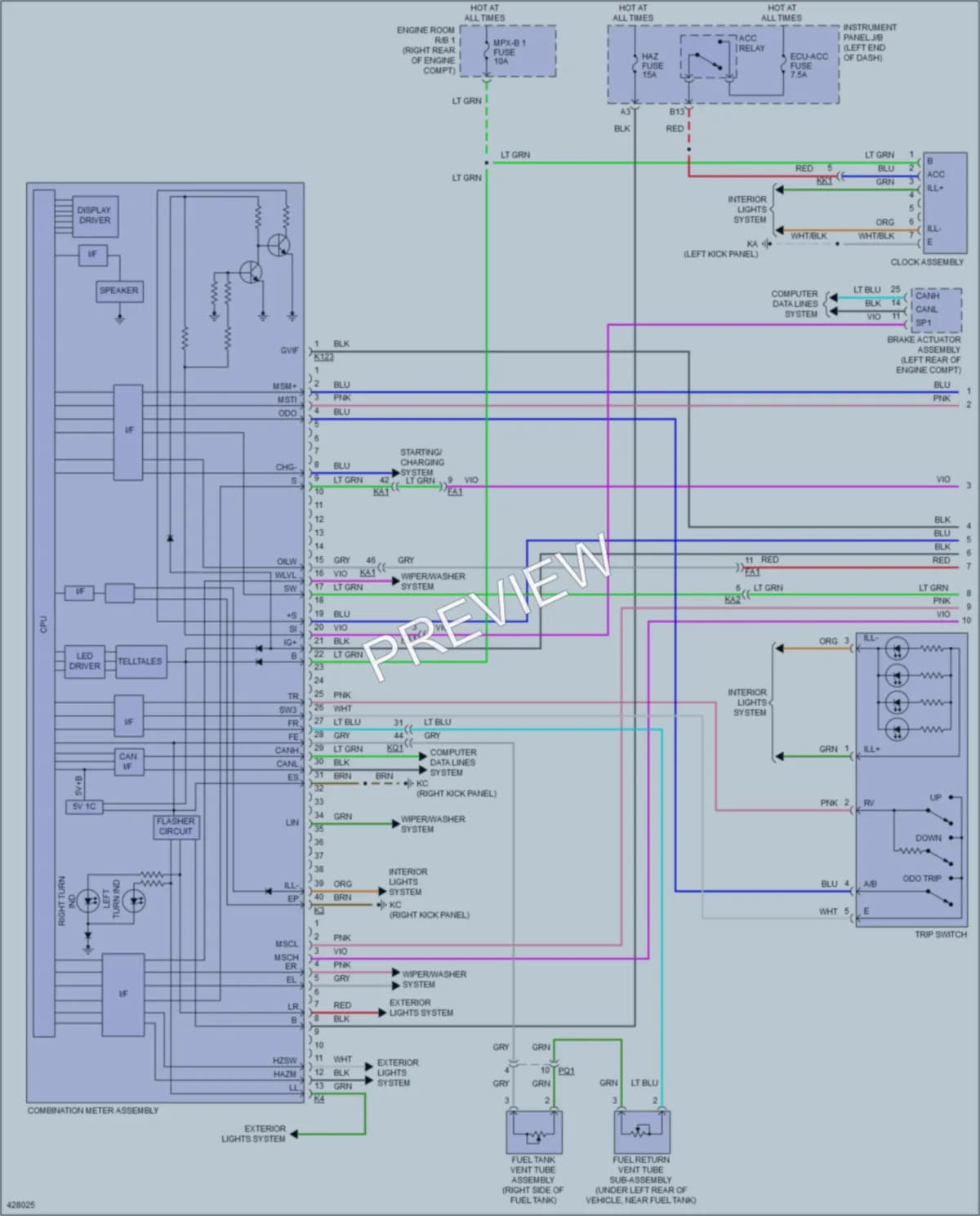 2015 Lexus IS350 Instrument Cluster wiring diagram preview