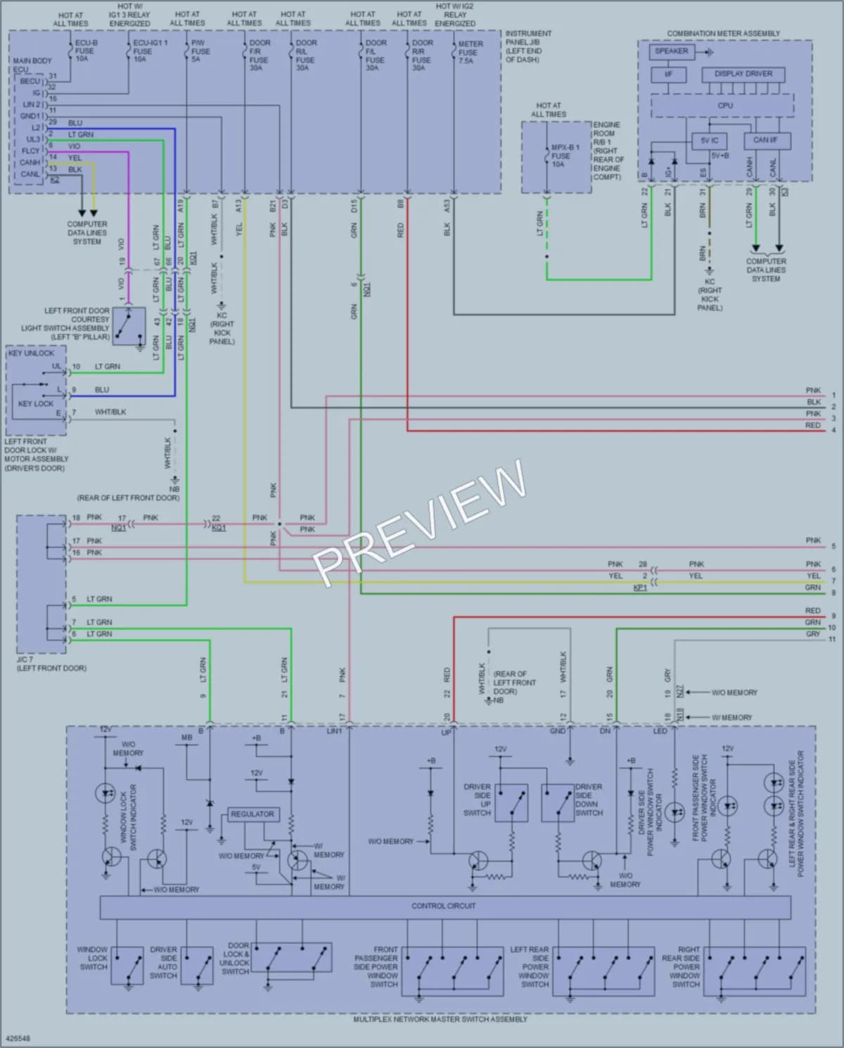 2015 Lexus IS350 Power Windows wiring diagram preview