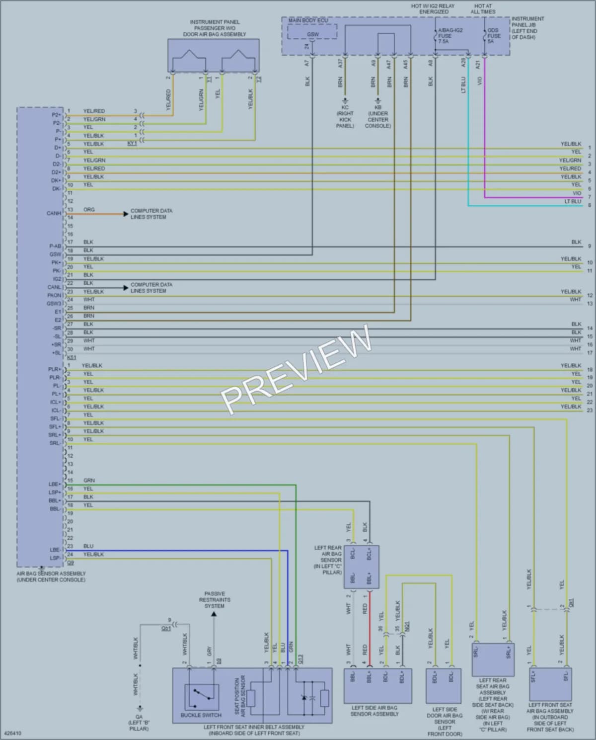 2015 Lexus IS350 Supplemental Restraints wiring diagram preview