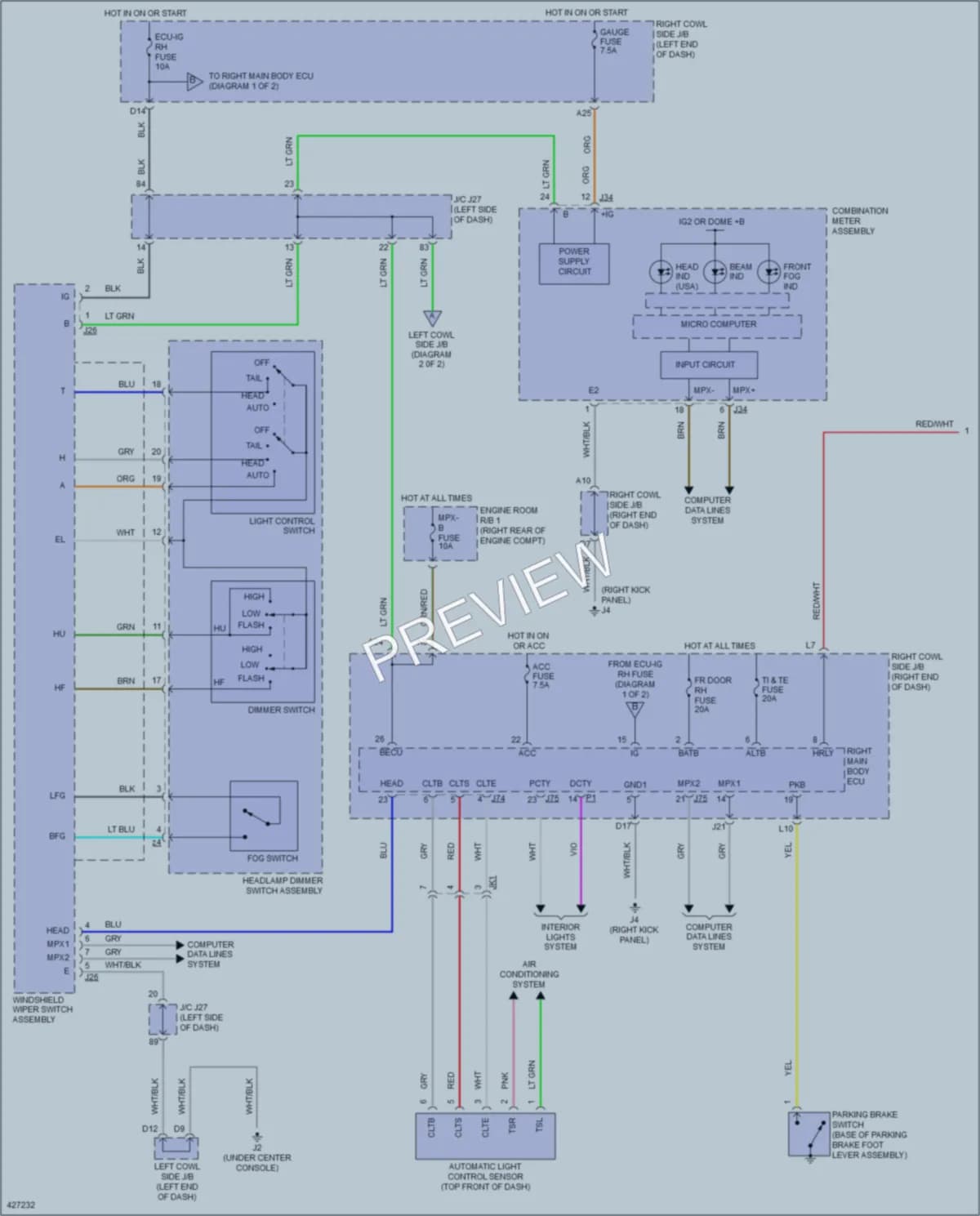 2015 Lexus IS350C Headlights wiring diagram preview