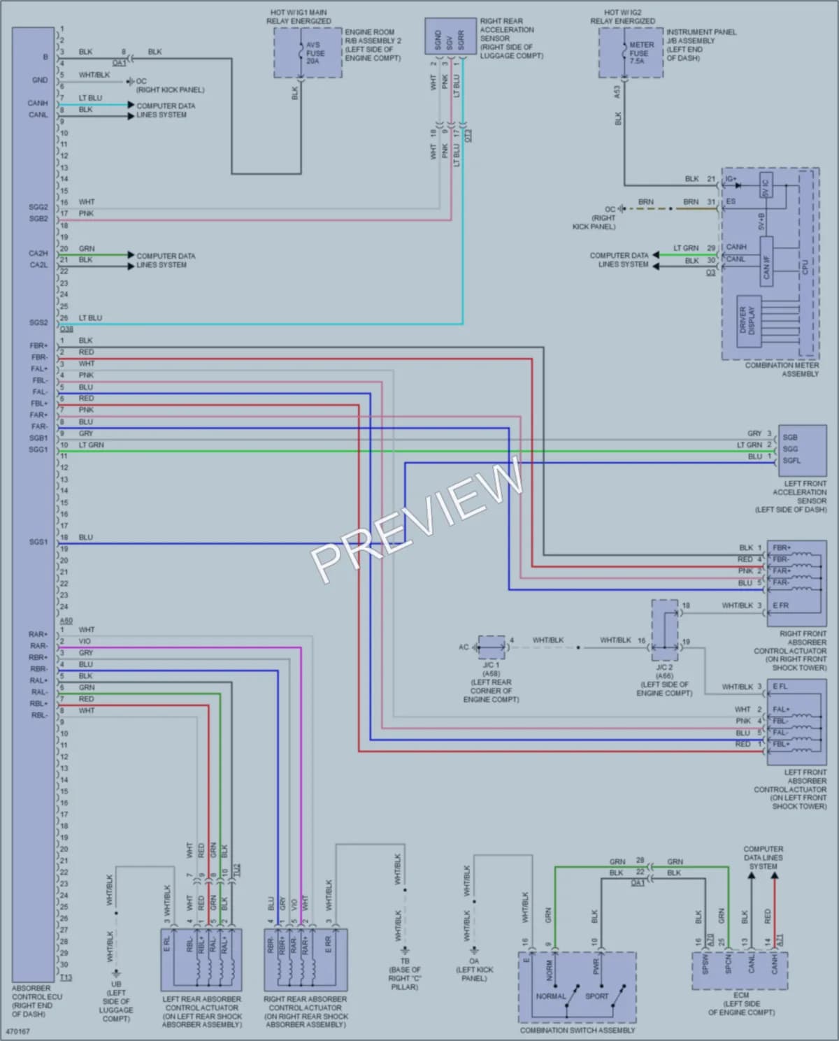2015 Lexus RC350 Electronic Suspension wiring diagram preview