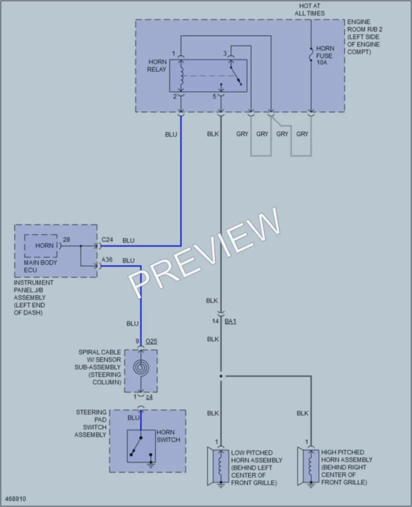 2015 Lexus RC350 Horn wiring diagram preview