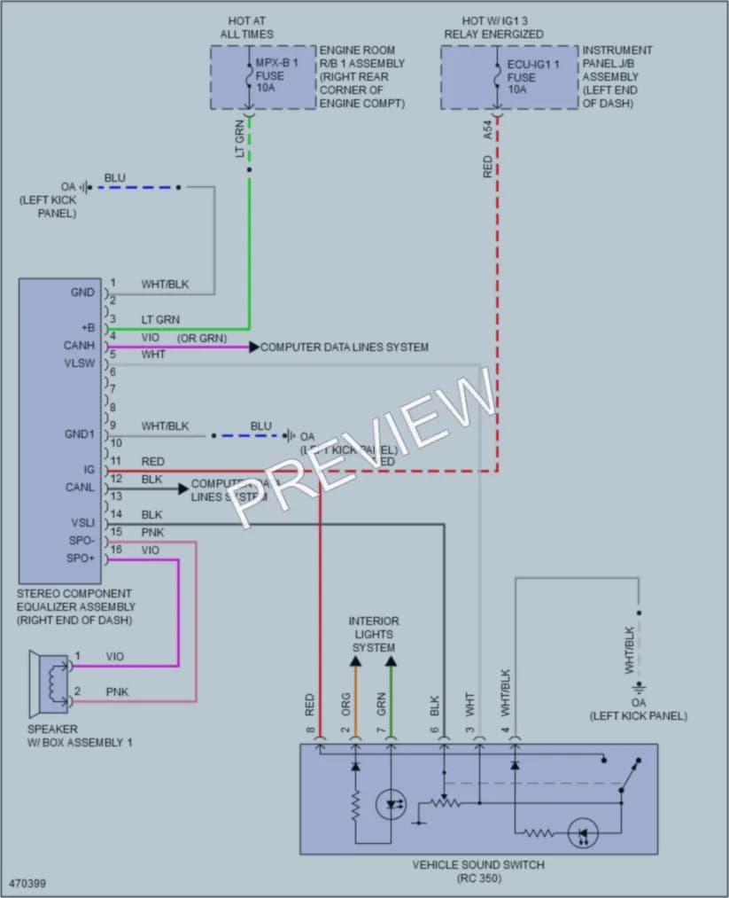 2015 Lexus RC350 Radio wiring diagram preview