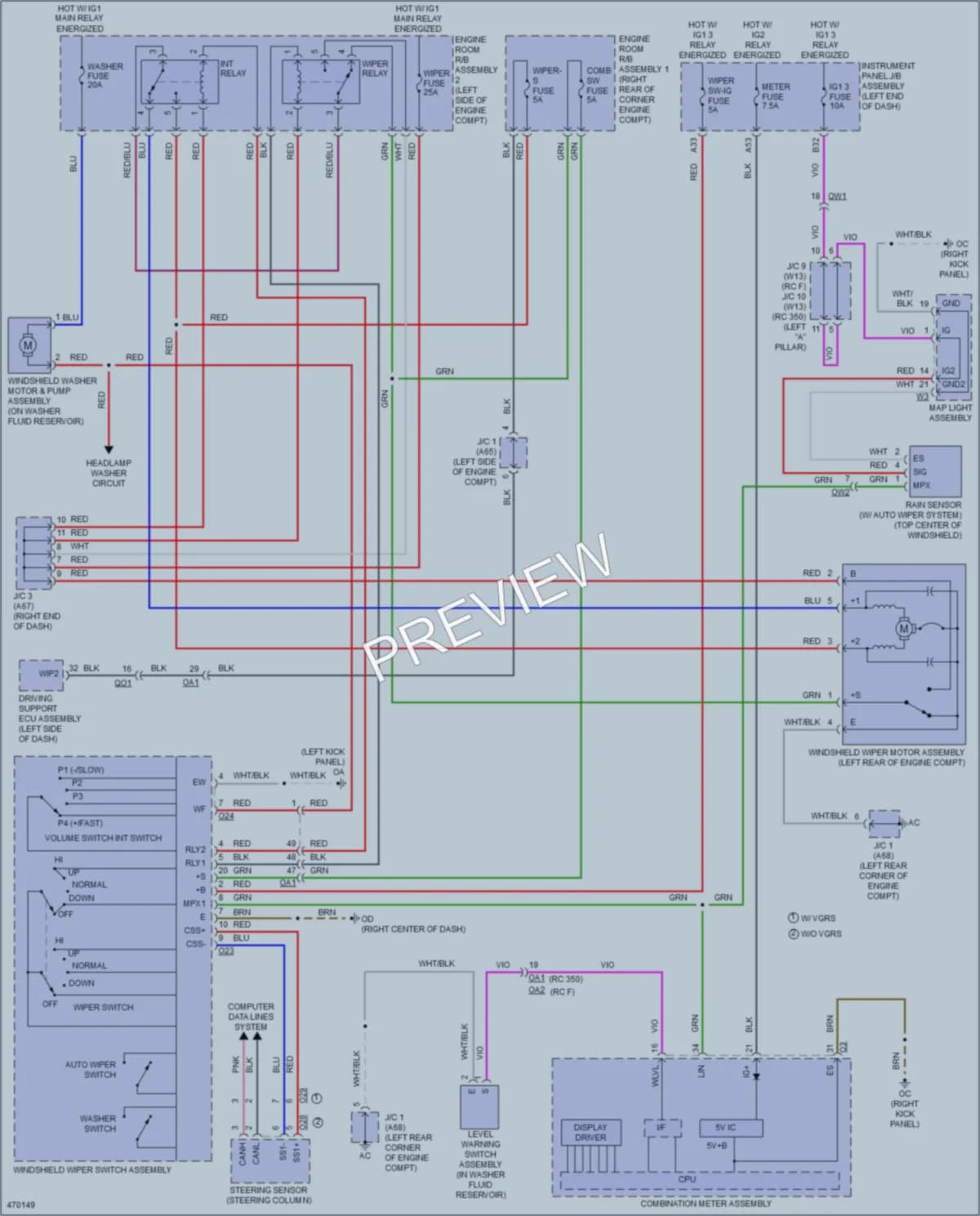 2015 Lexus RC350 Wiper Washer wiring diagram preview