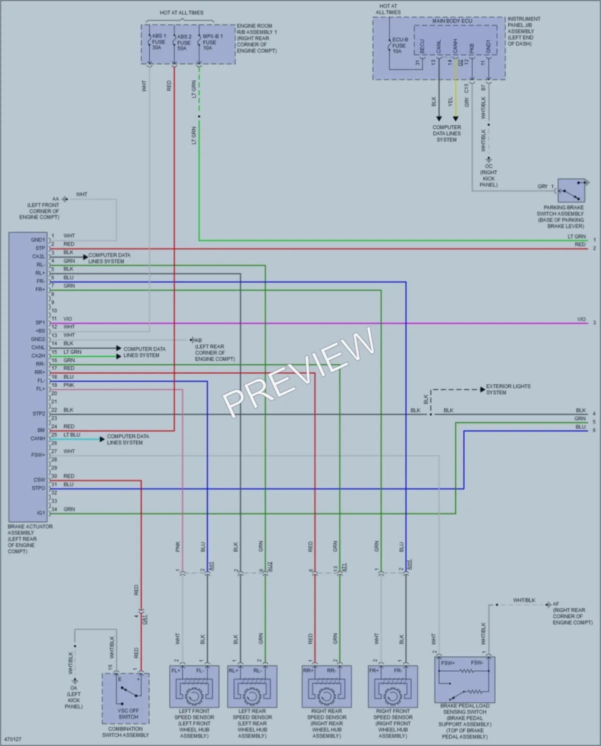 2015 Lexus RCF Anti Lock Brakes wiring diagram preview