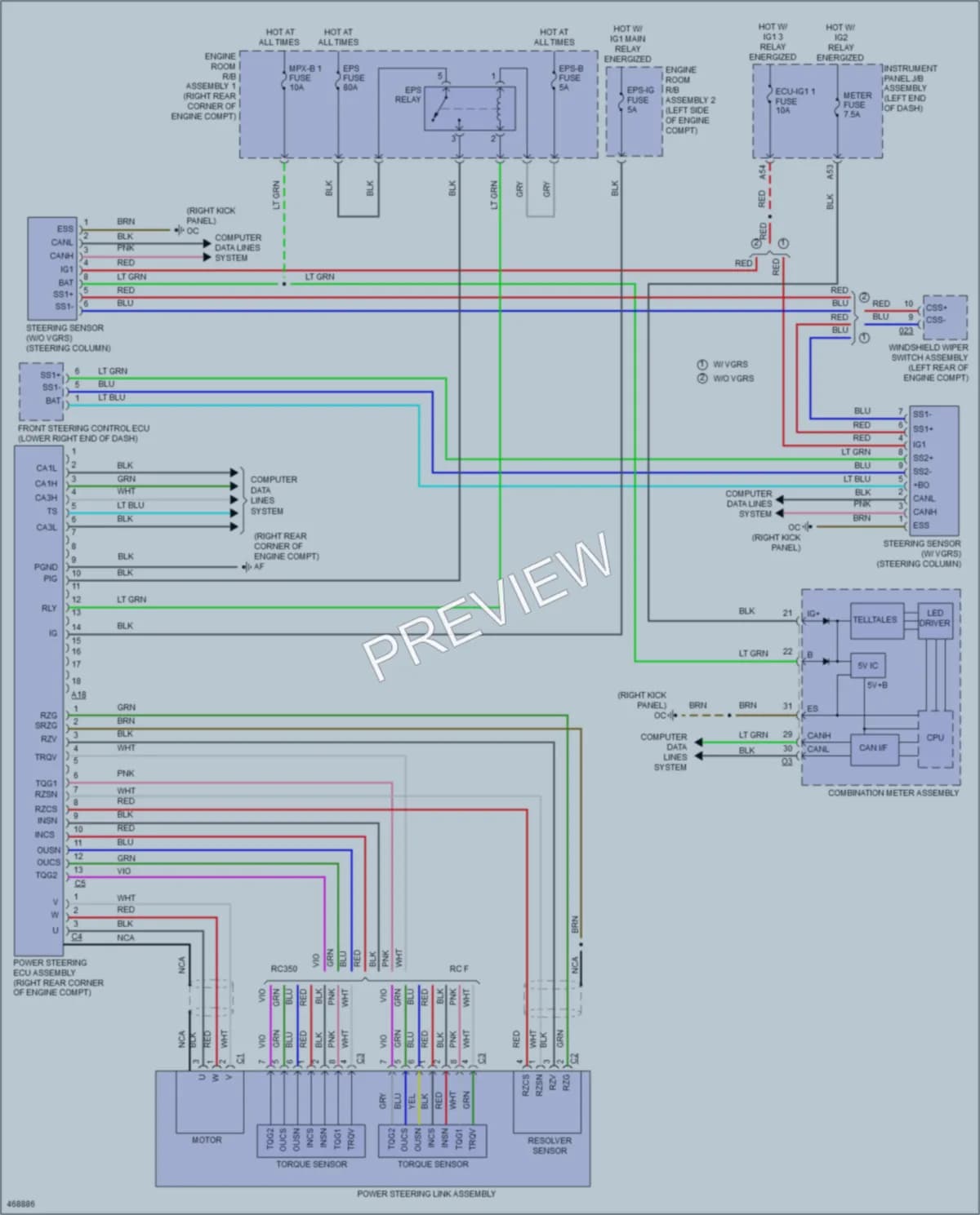 2015 Lexus RCF Electronic Power Steering wiring diagram preview