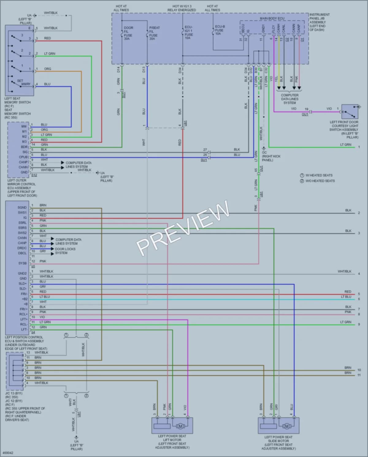 2015 Lexus RCF Memory Systems wiring diagram preview