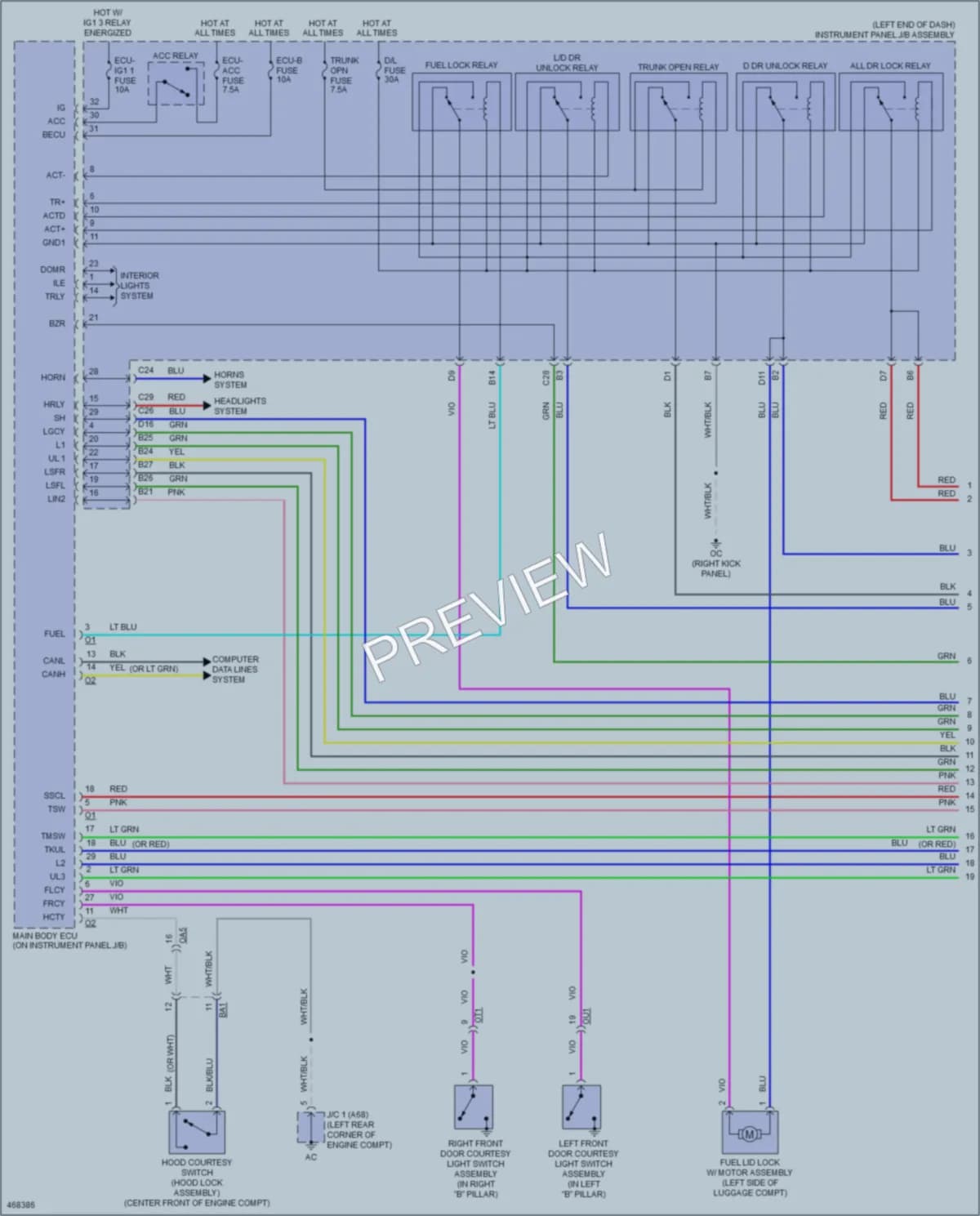 2015 Lexus RCF Power Door Locks wiring diagram preview