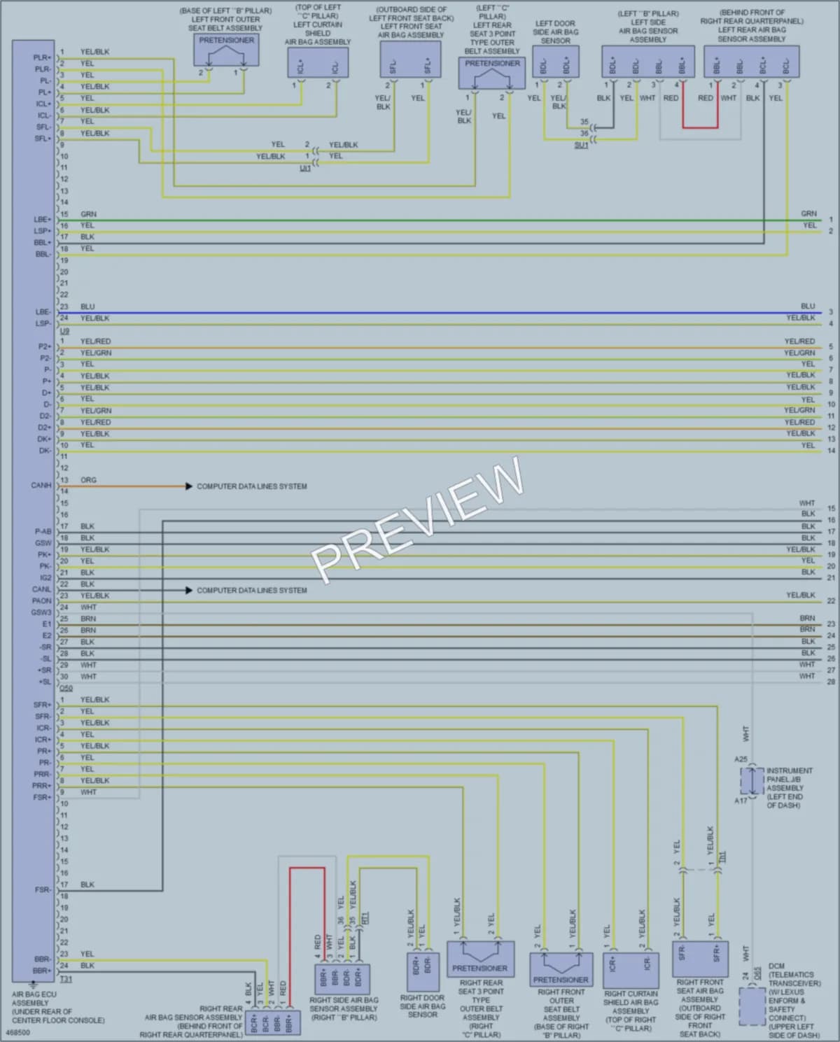 2015 Lexus RCF Supplemental Restraints wiring diagram preview