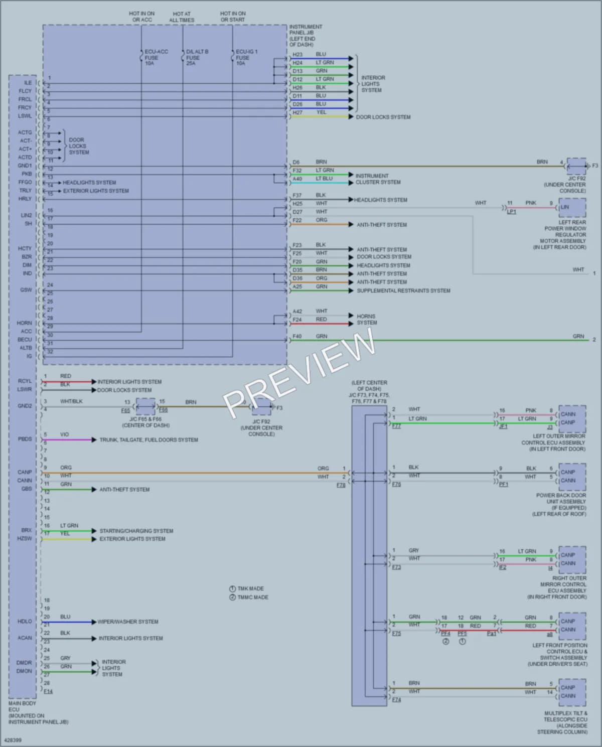 2015 Lexus RX350 Body Control Modules wiring diagram preview