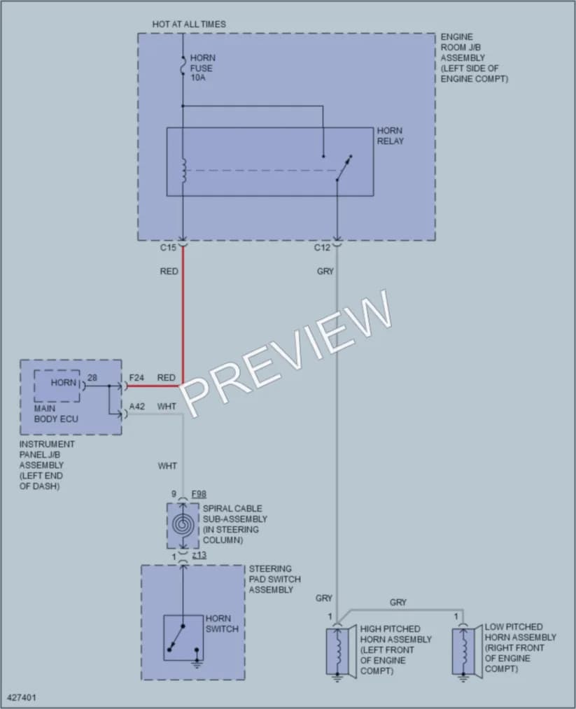 2015 Lexus RX350 Horn wiring diagram preview