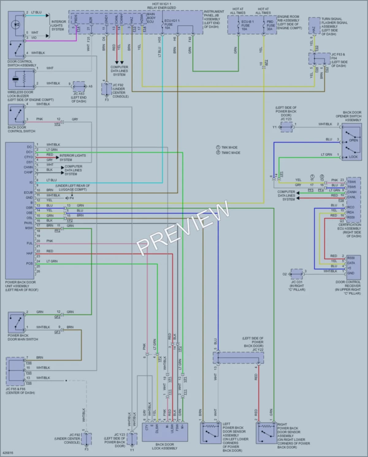 2015 Lexus RX350 Trunk Tailgate Fuel Door wiring diagram preview
