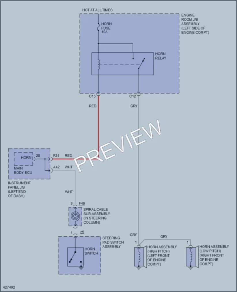 2015 Lexus RX450h Horn wiring diagram preview