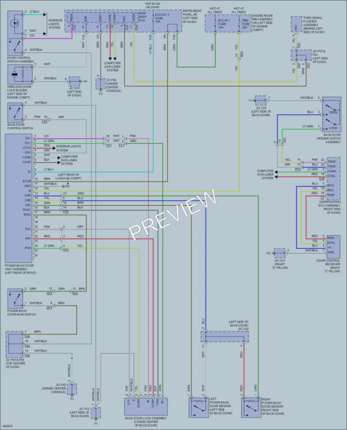 2015 Lexus RX450h Trunk Tailgate Fuel Door wiring diagram preview