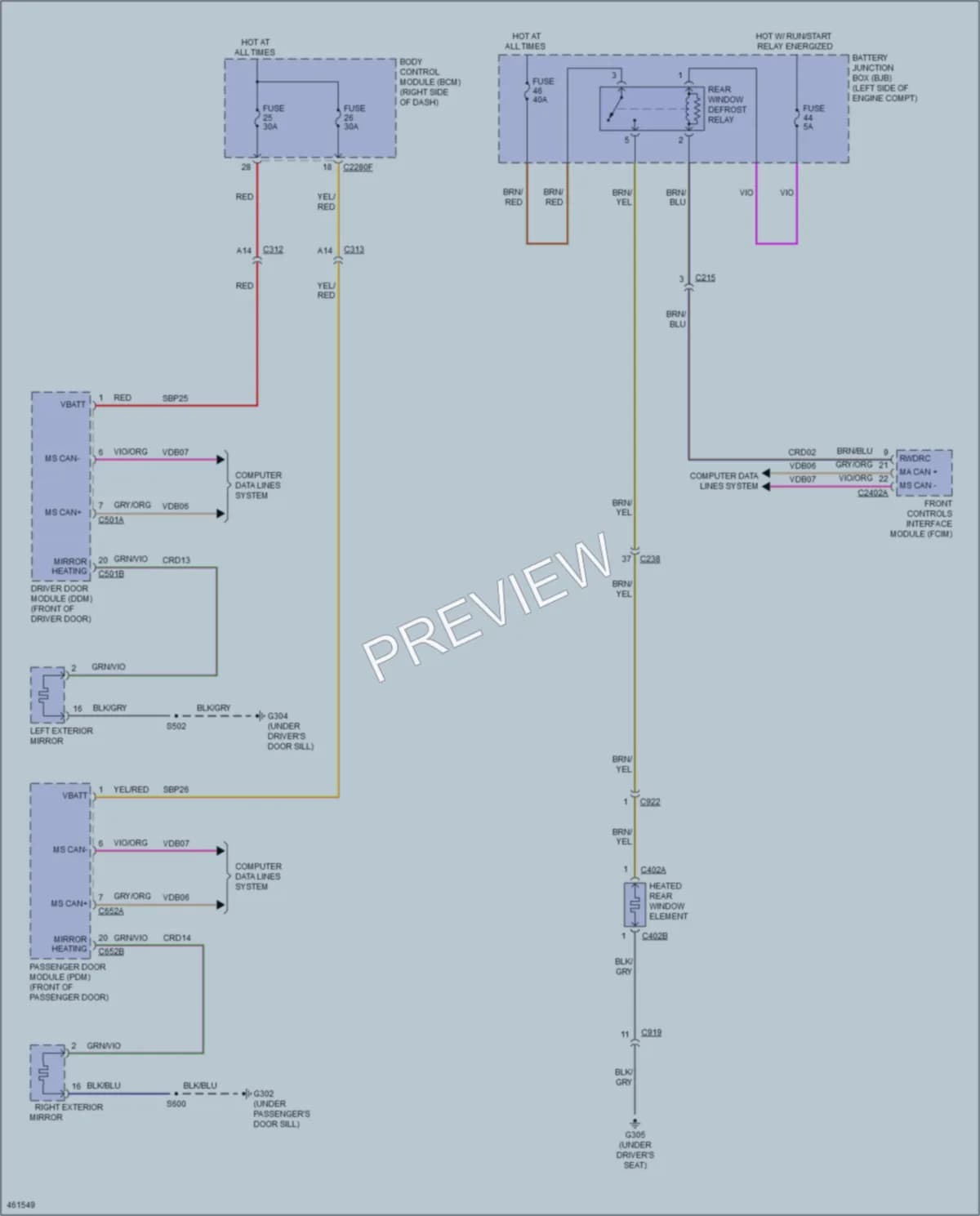 2015 Lincoln MKC Defoggers wiring diagram preview