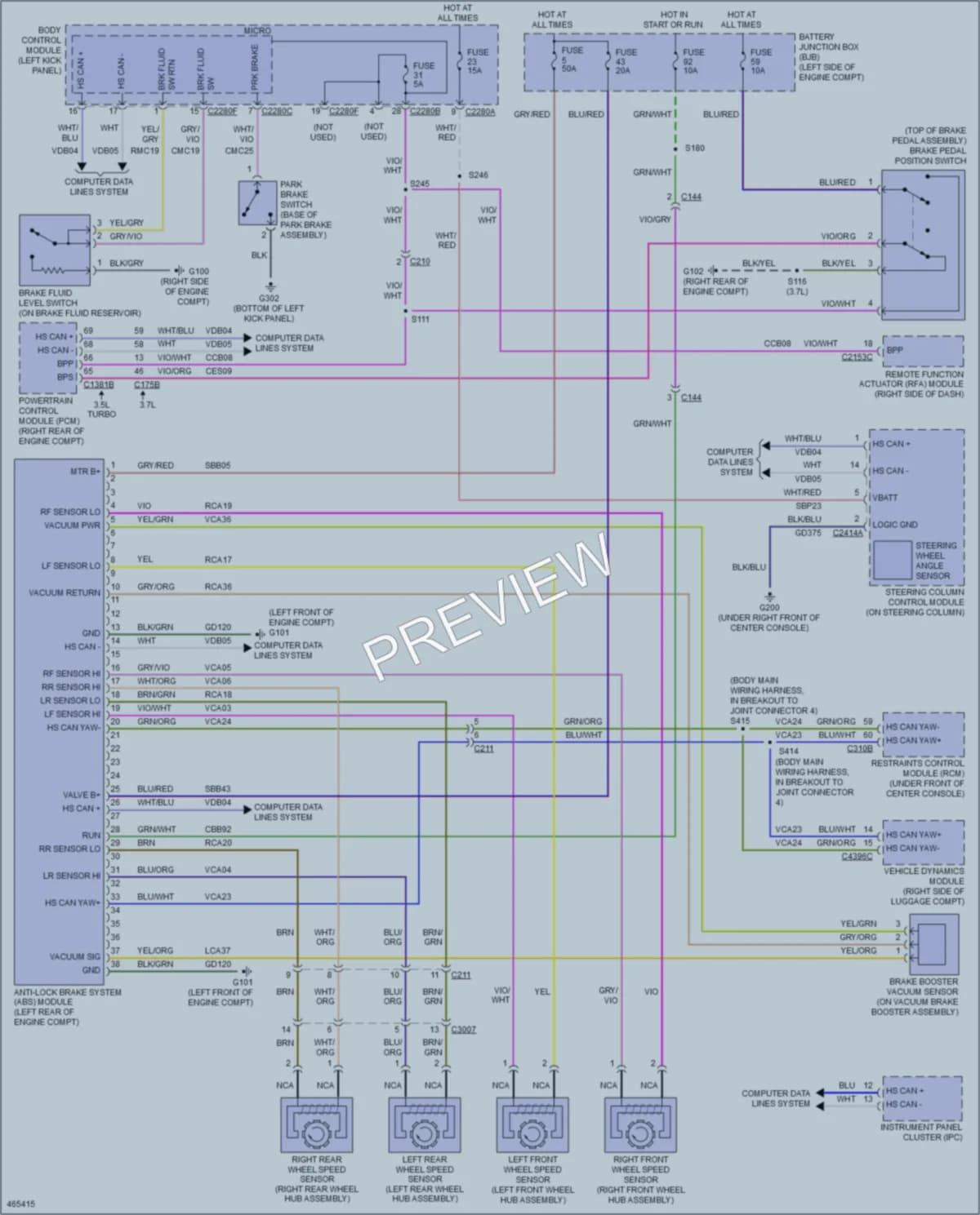 2015 Lincoln MKS Anti Lock Brakes wiring diagram preview