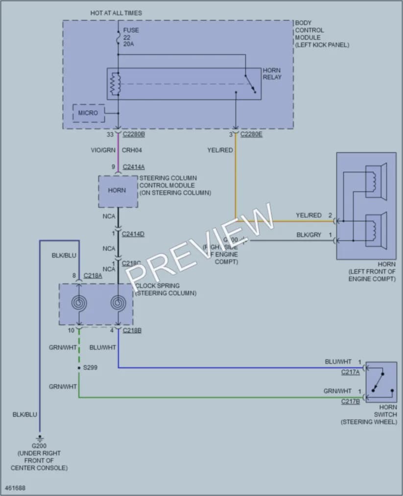 2015 Lincoln MKS Horn wiring diagram preview