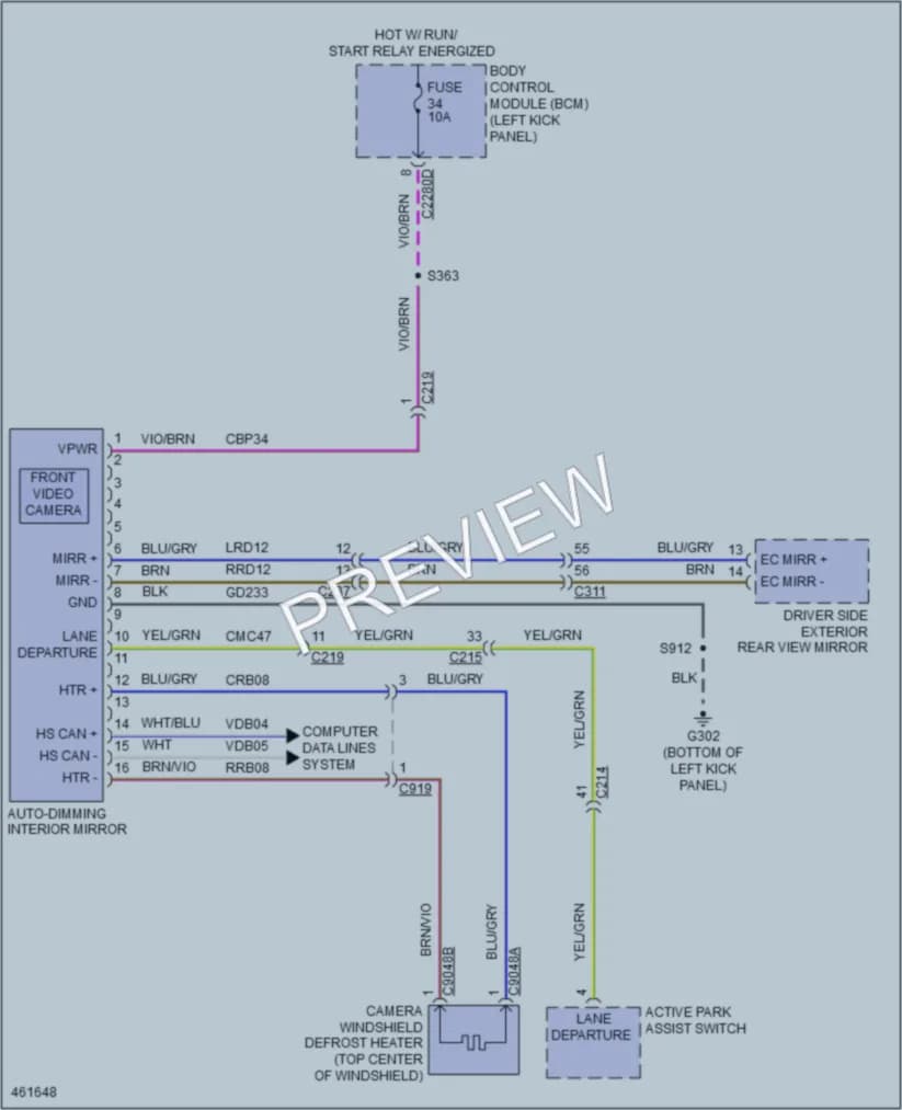2015 Lincoln MKS Power Mirrors wiring diagram preview