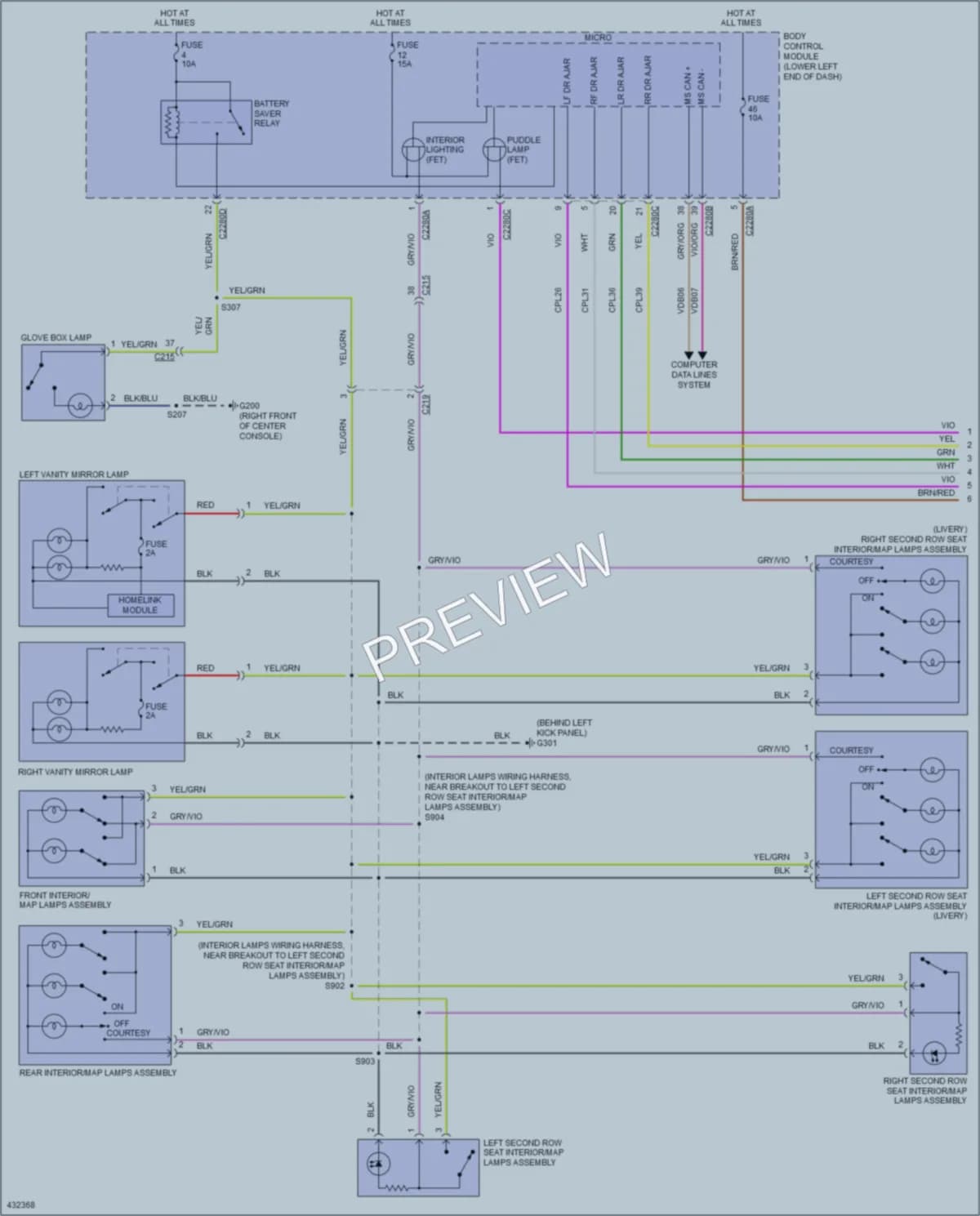 2015 Lincoln MKT Interior Lights wiring diagram preview