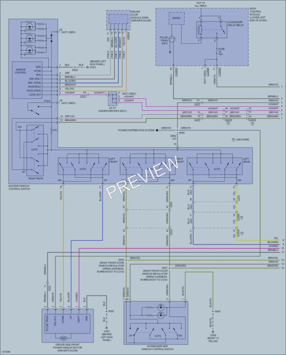 2015 Lincoln MKT Power Windows wiring diagram preview
