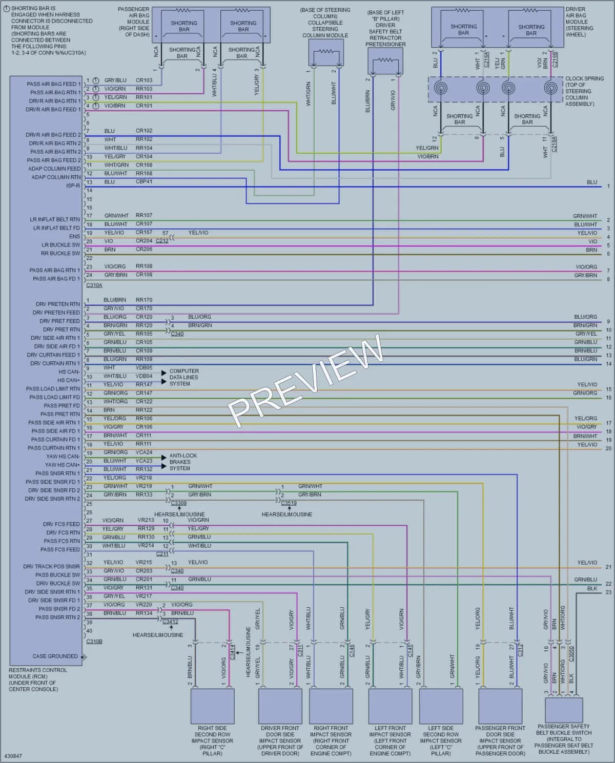 2015 Lincoln MKT Supplemental Restraints wiring diagram preview