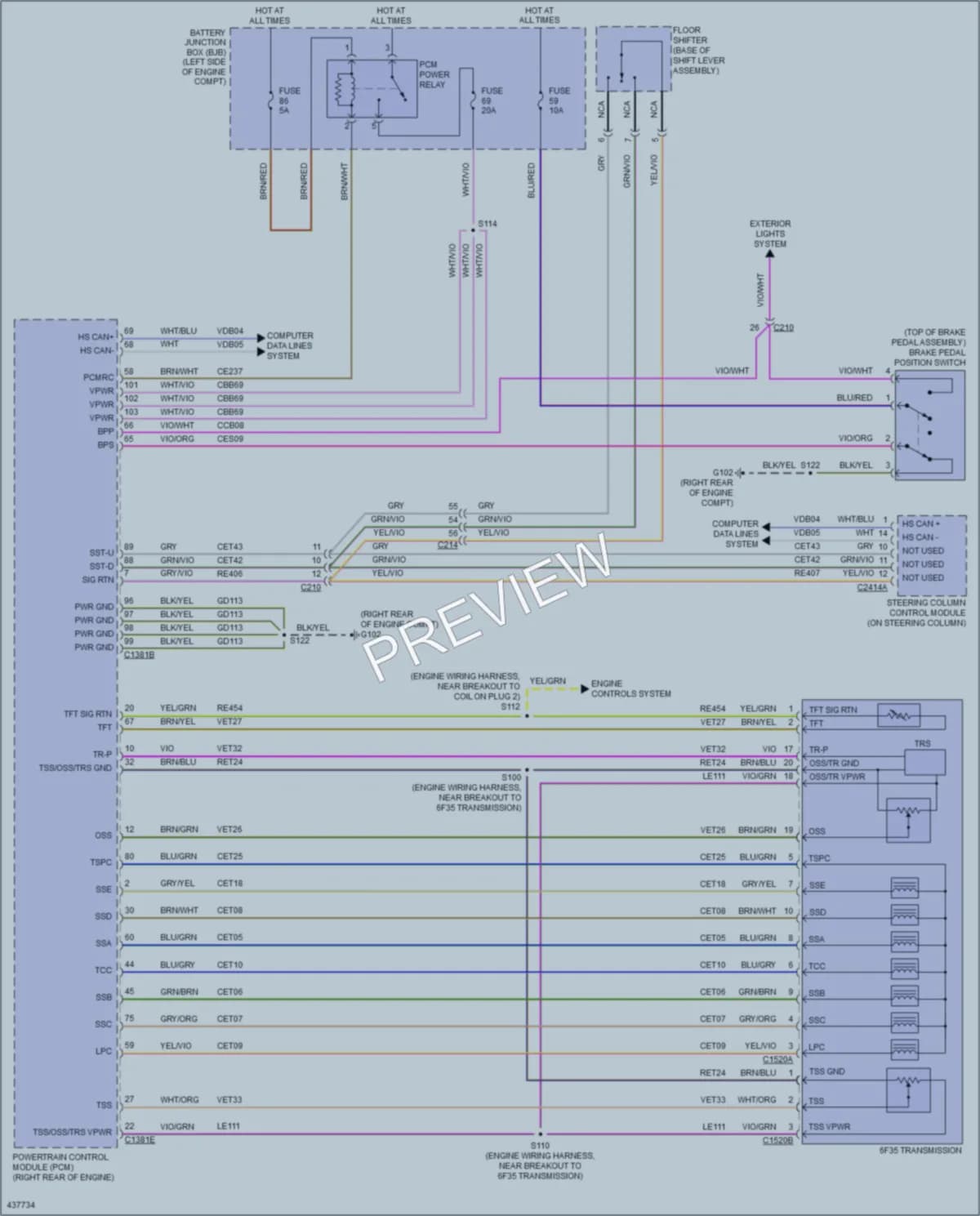 2015 Lincoln MKT Transmission wiring diagram preview