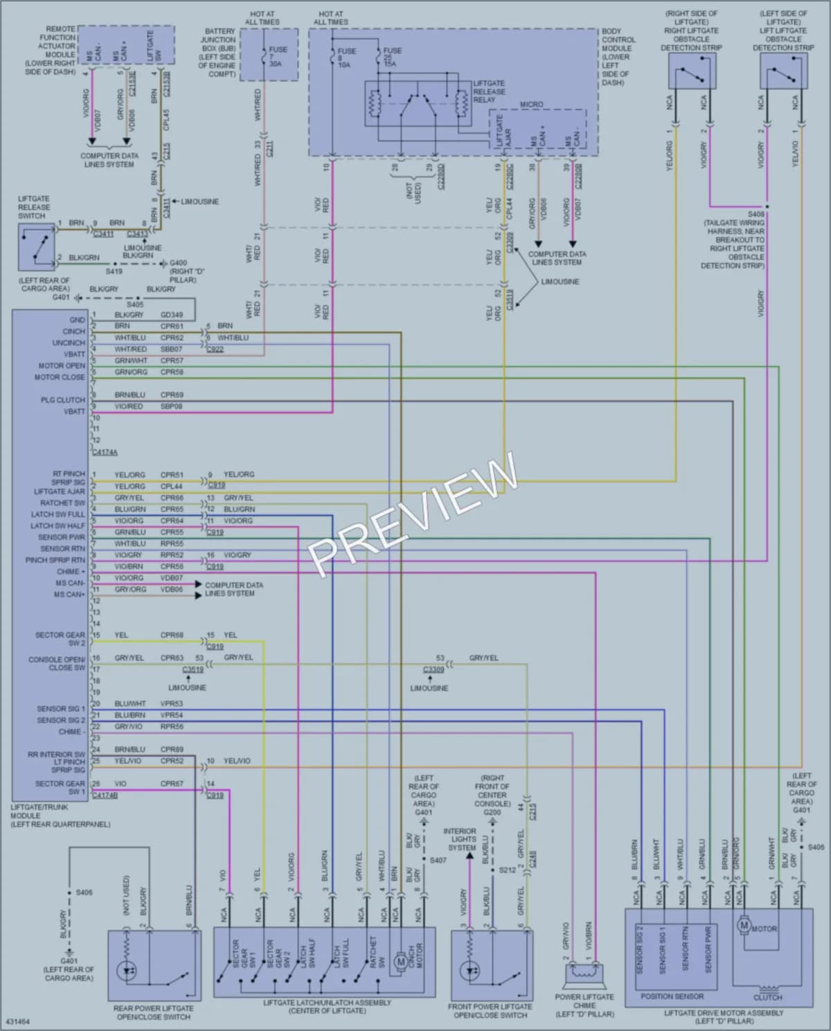 2015 Lincoln MKT Trunk Tailgate Fuel Door wiring diagram preview