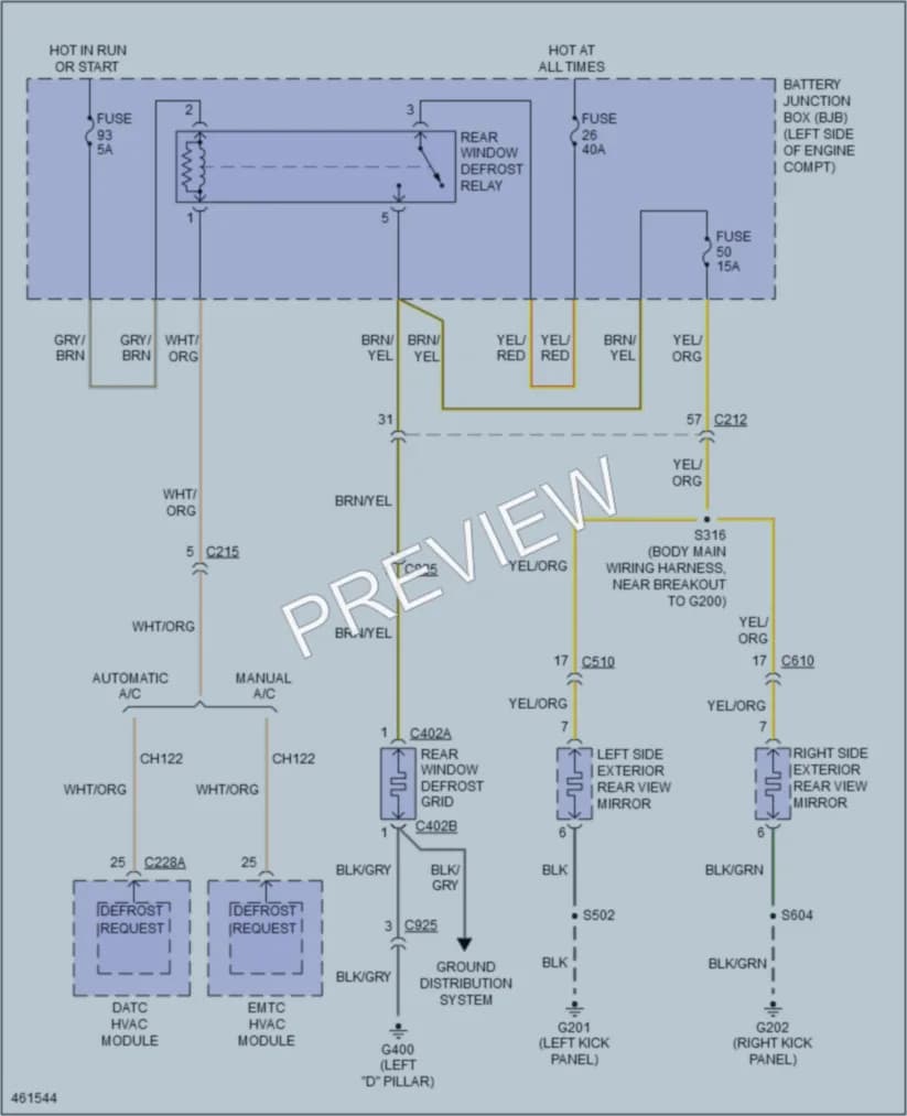 2015 Lincoln MKX Defoggers wiring diagram preview