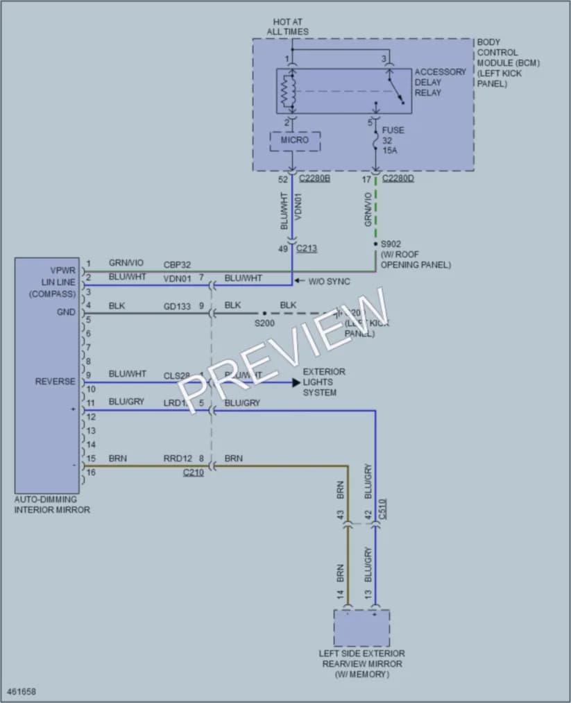 2015 Lincoln MKX Power Mirrors wiring diagram preview