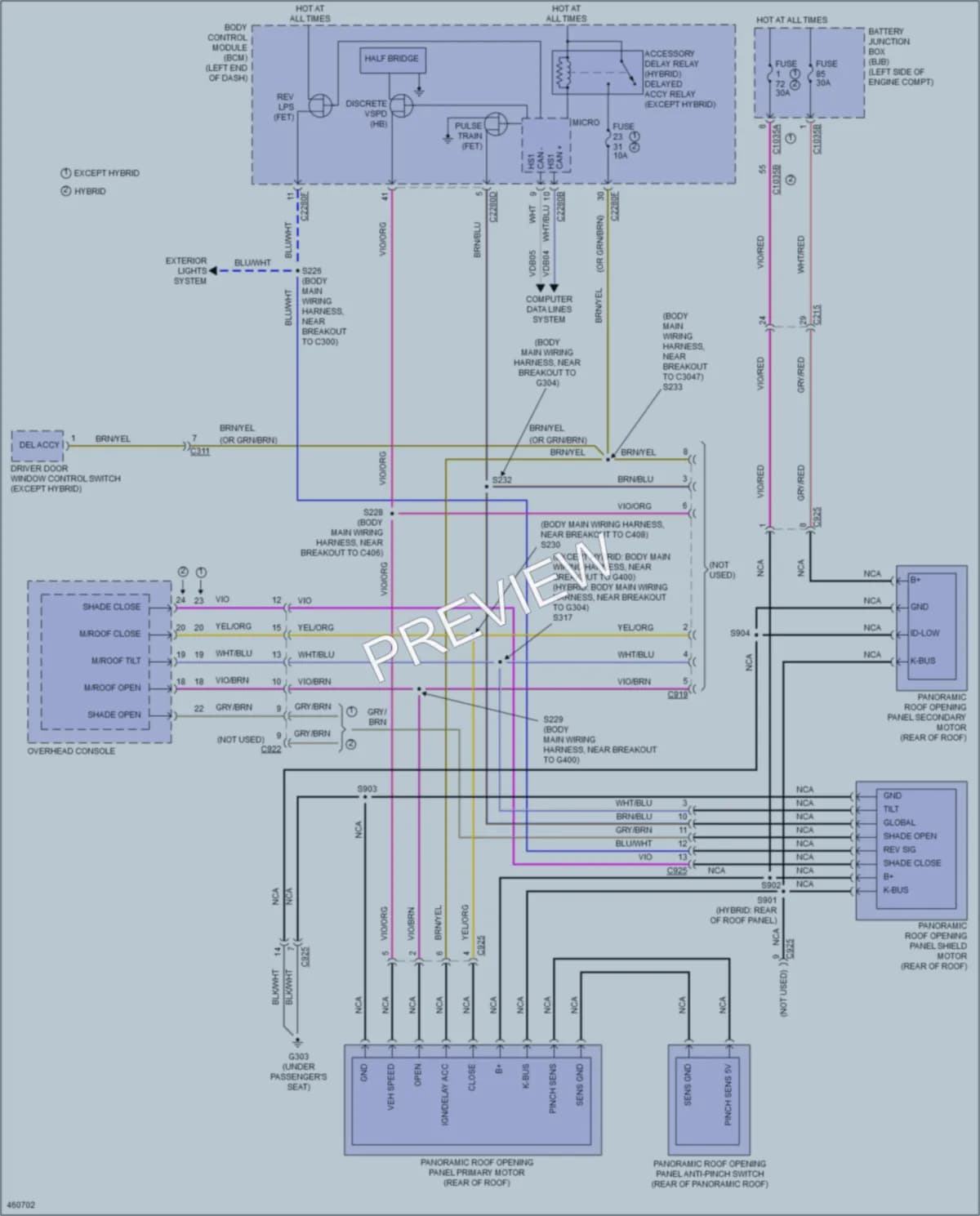 2015 Lincoln MKZ Power Top Sunroof wiring diagram preview