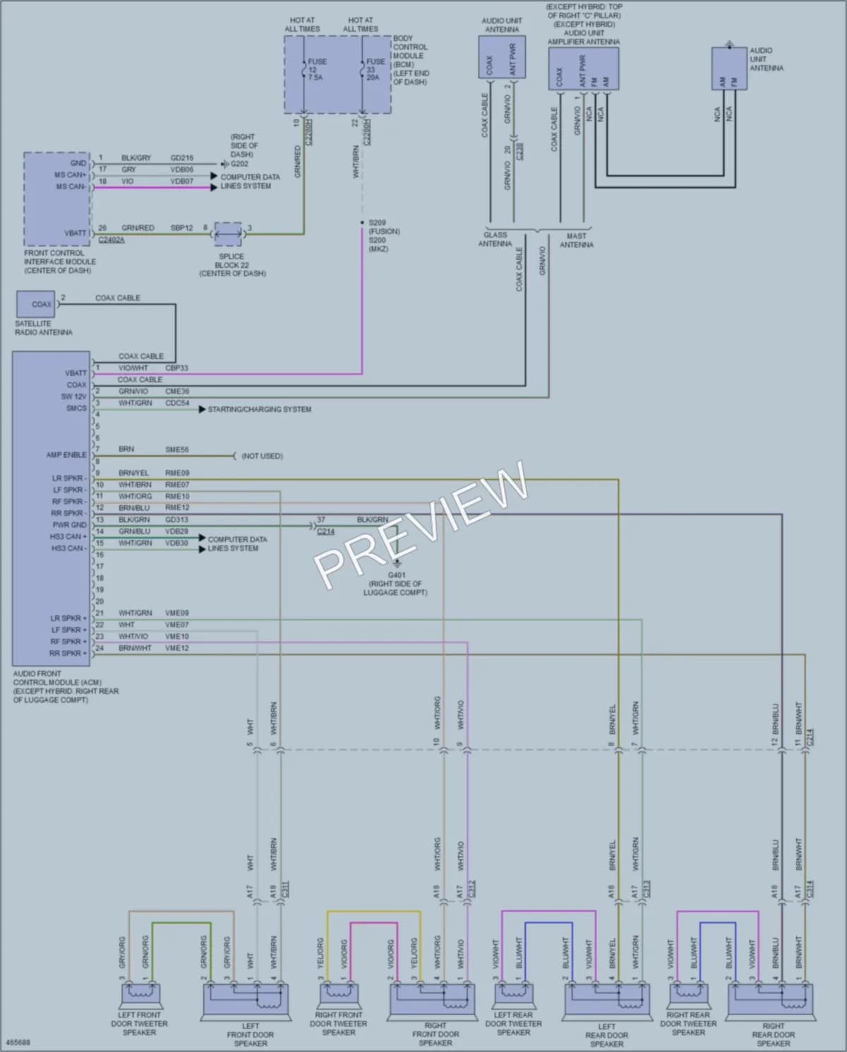 2015 Lincoln MKZ Radio wiring diagram preview