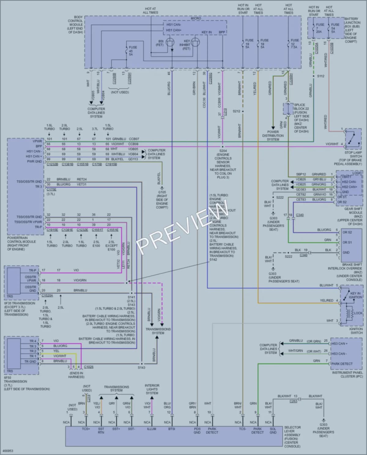 2015 Lincoln MKZ Shift Interlock wiring diagram preview