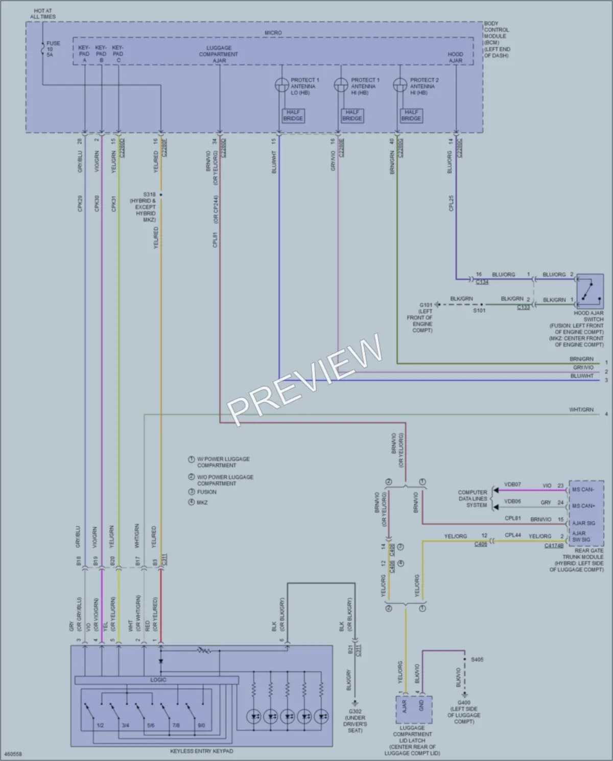2015 Lincoln MKZHybrid Anti Theft wiring diagram preview