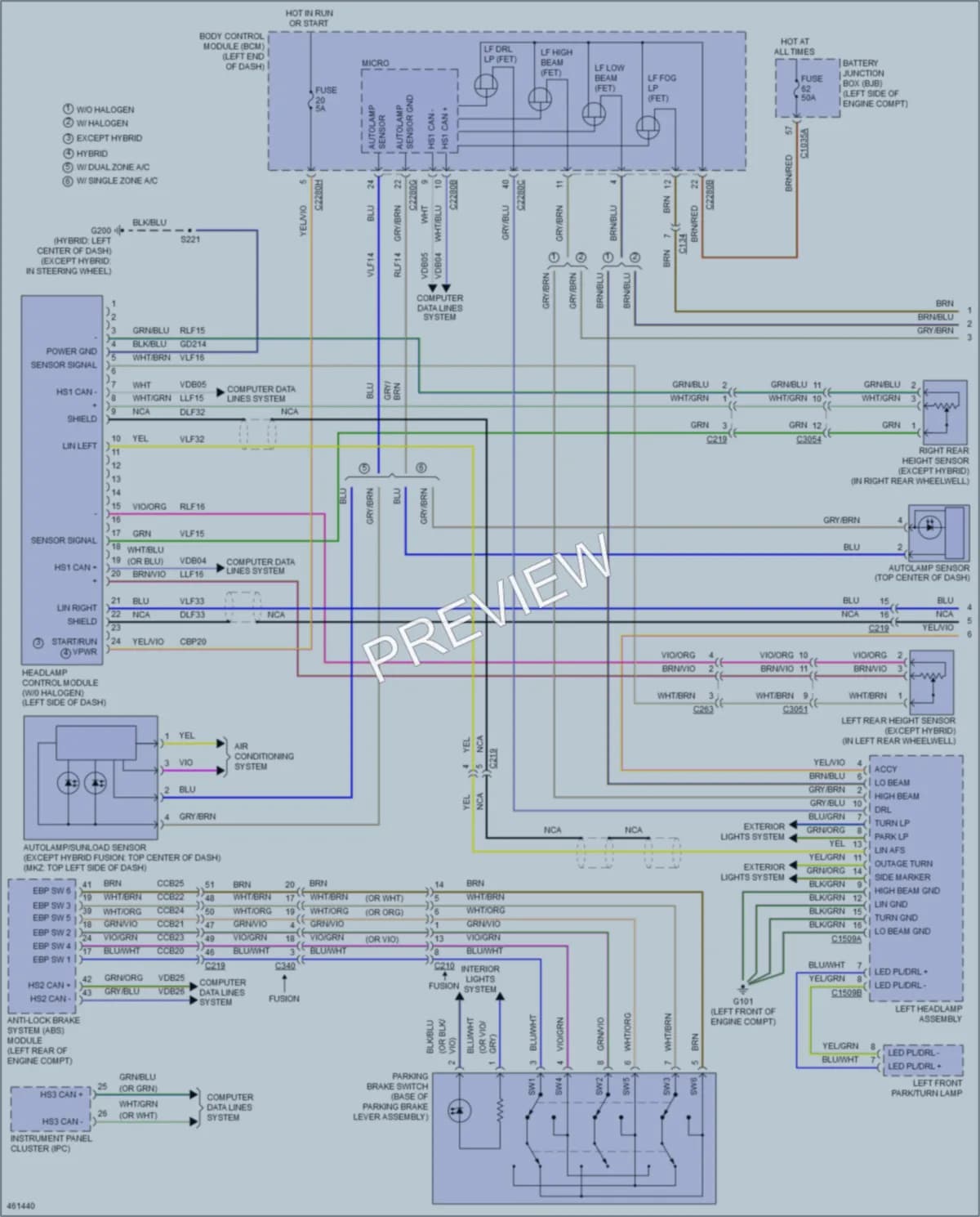 2015 Lincoln MKZHybrid Headlights wiring diagram preview