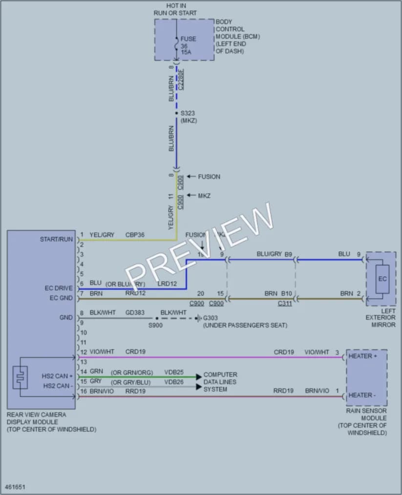 2015 Lincoln MKZHybrid Power Mirrors wiring diagram preview