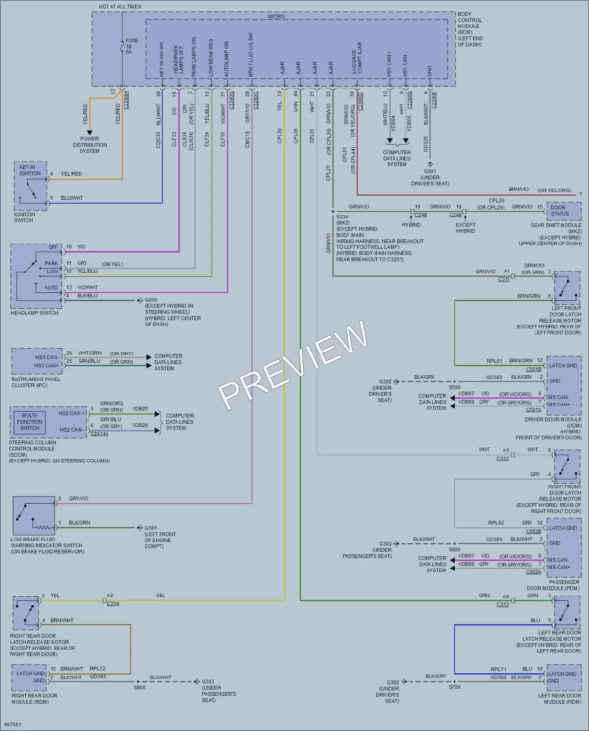 2015 Lincoln MKZHybrid Warning Systems wiring diagram preview