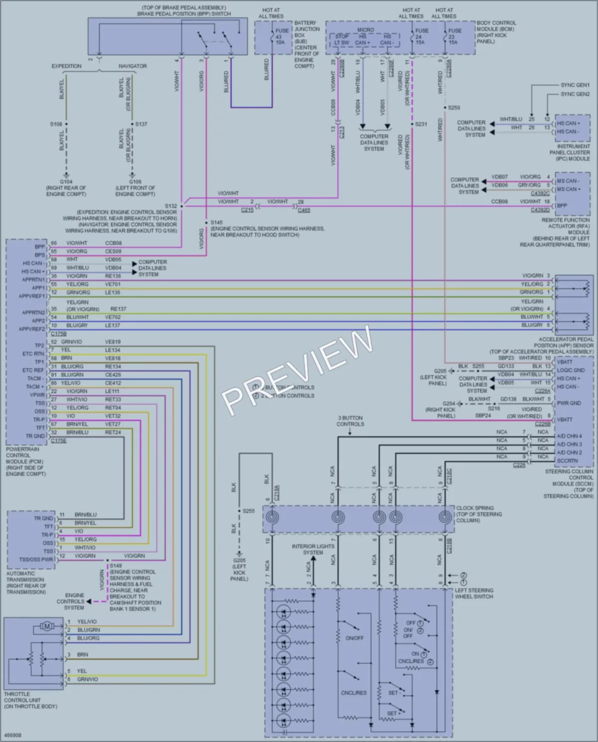 2015 Lincoln Navigator Cruise Control wiring diagram preview