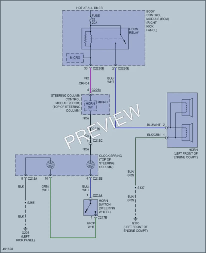 2015 Lincoln Navigator Horn wiring diagram preview