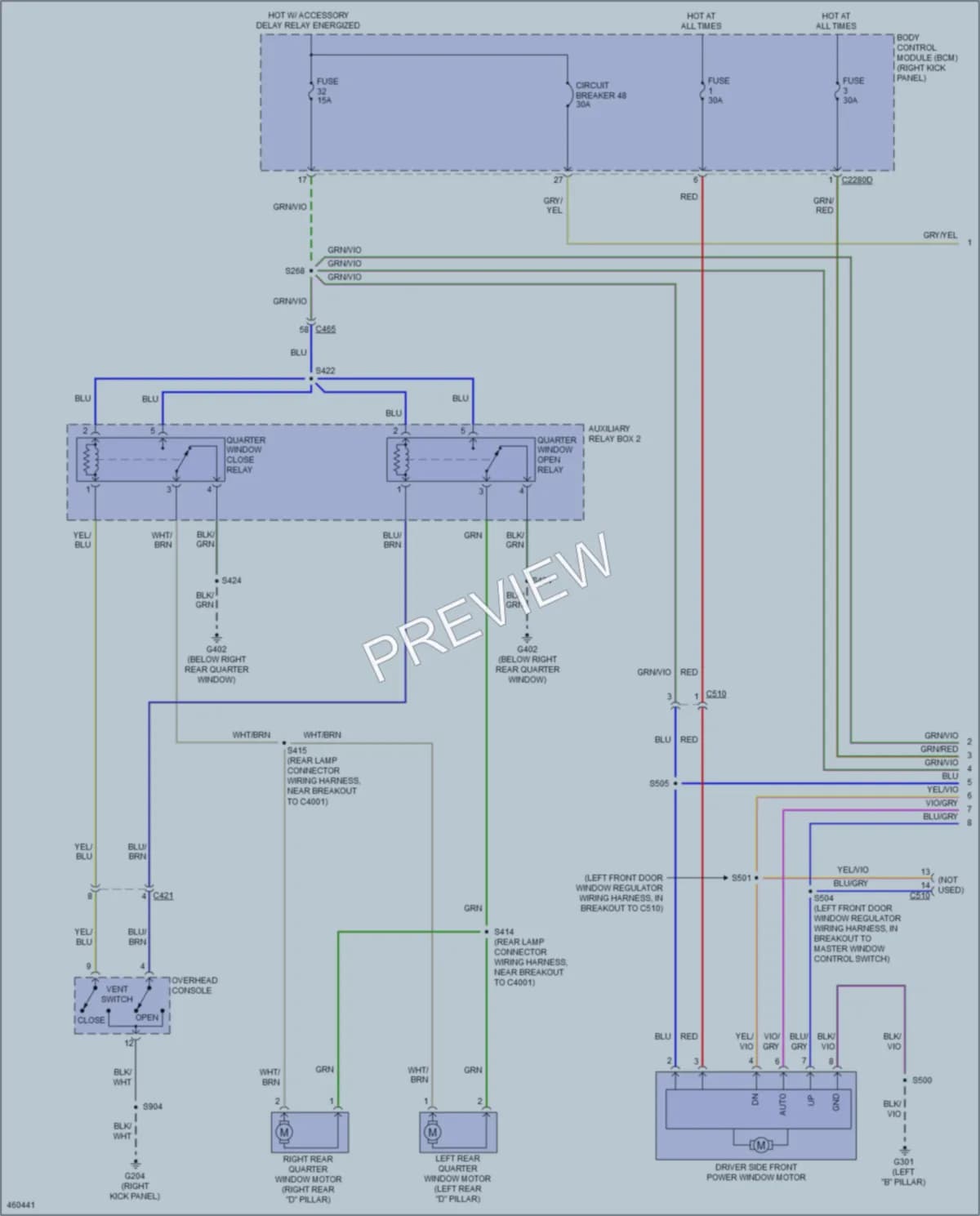 2015 Lincoln Navigator Power Windows wiring diagram preview