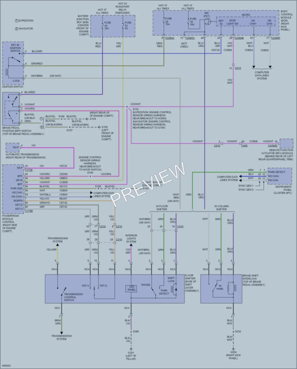2015 Lincoln Navigator Shift Interlock wiring diagram preview