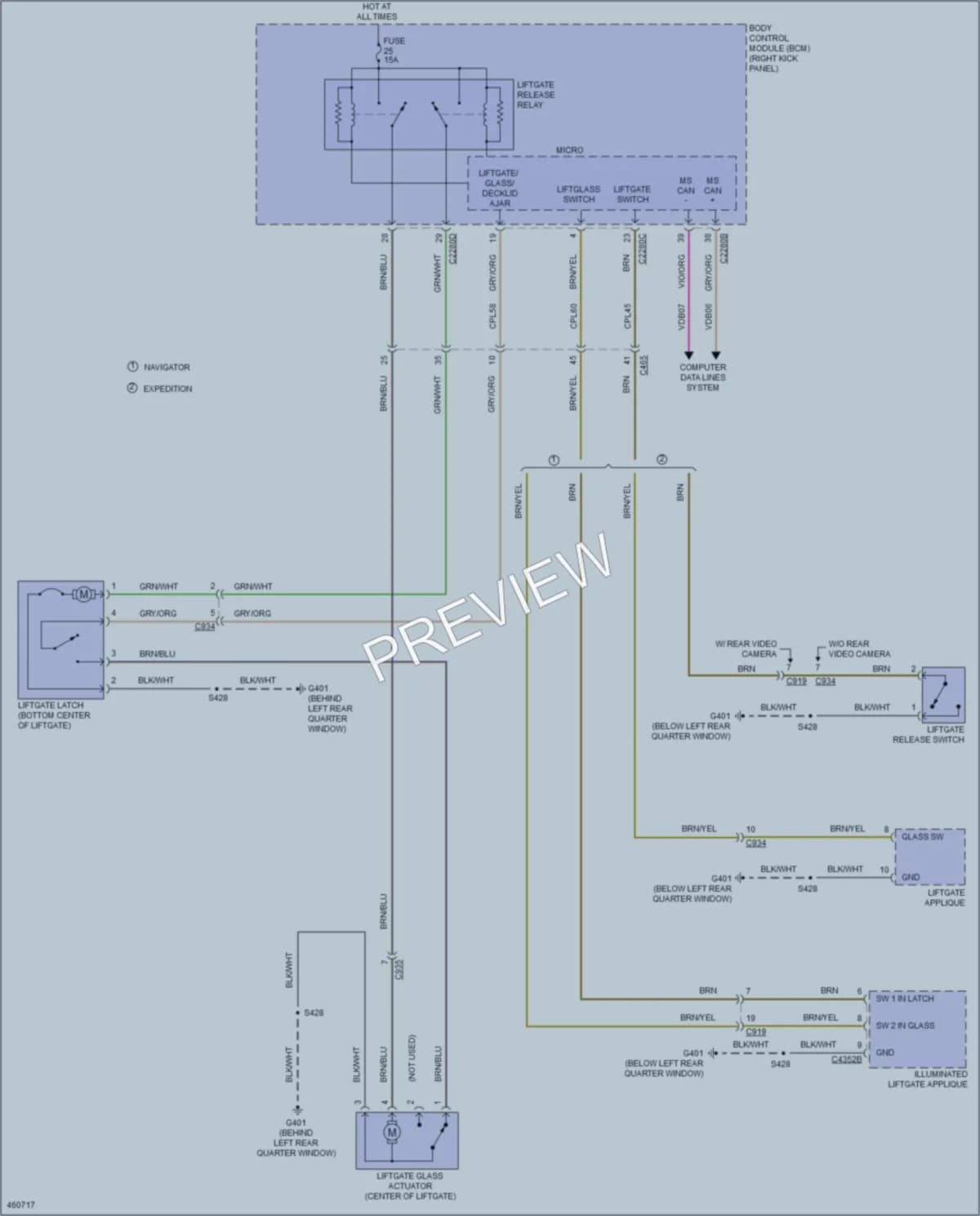 2015 Lincoln Navigator Trunk Tailgate Fuel Door wiring diagram preview