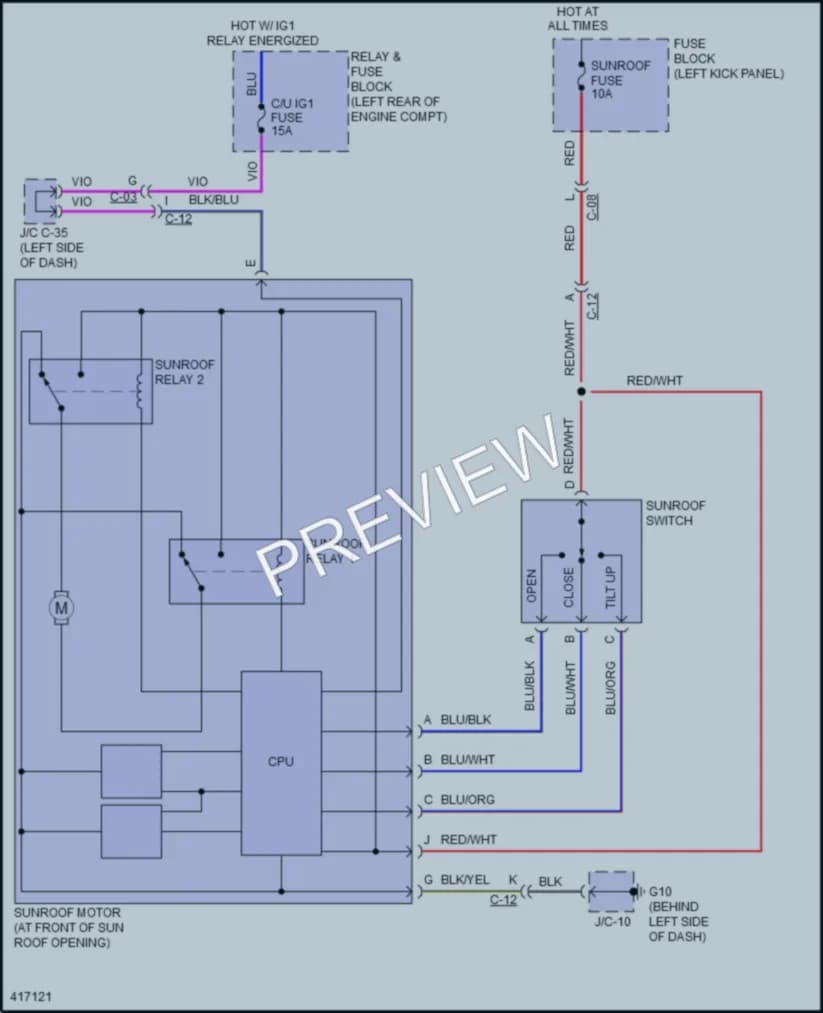 2015 Mazda 3 Power Top Sunroof wiring diagram preview