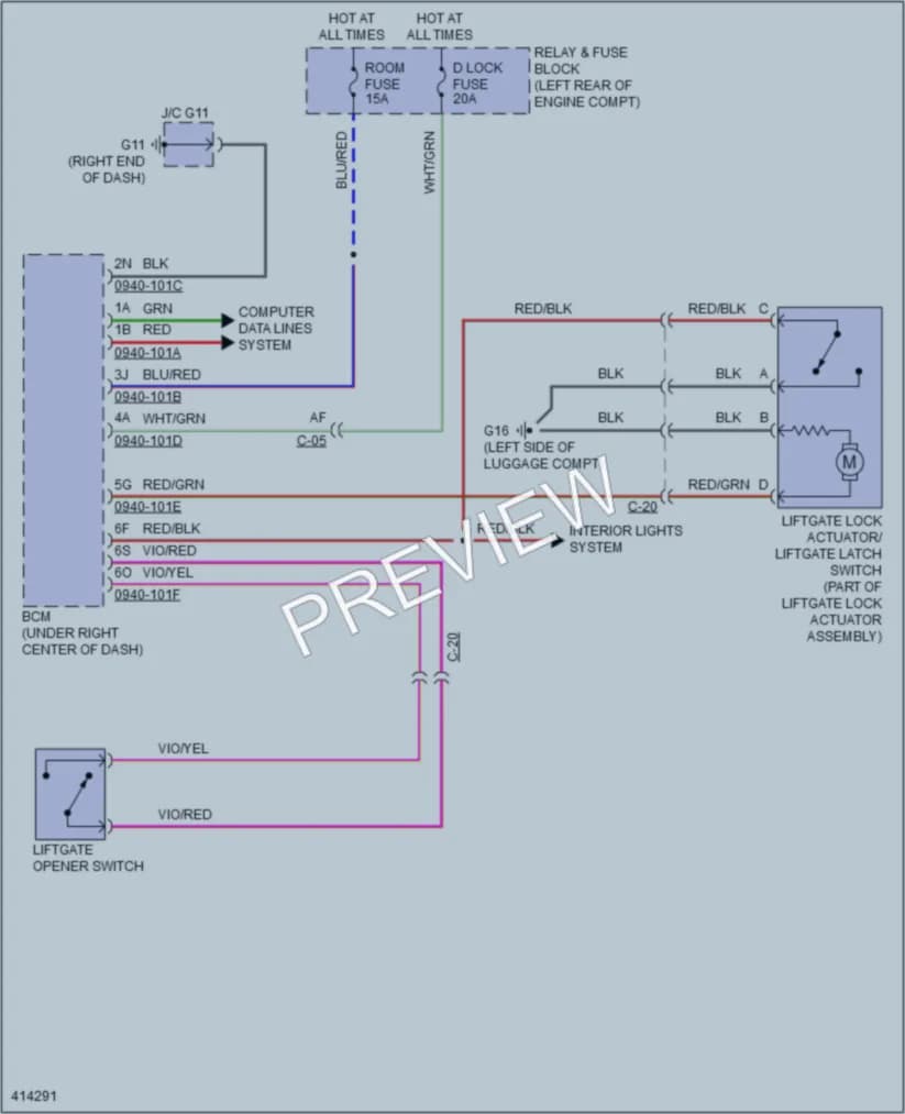 2015 Mazda 5 Trunk Tailgate Fuel Door wiring diagram preview